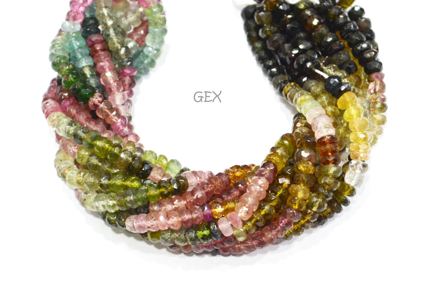 Natural Multi Tourmaline Faceted Rondelle Shape Beads , Multi Tourmaline Faceted Beads , Sold By Strand , 14 Inches , 4.50 - 4.75 mm , 31854