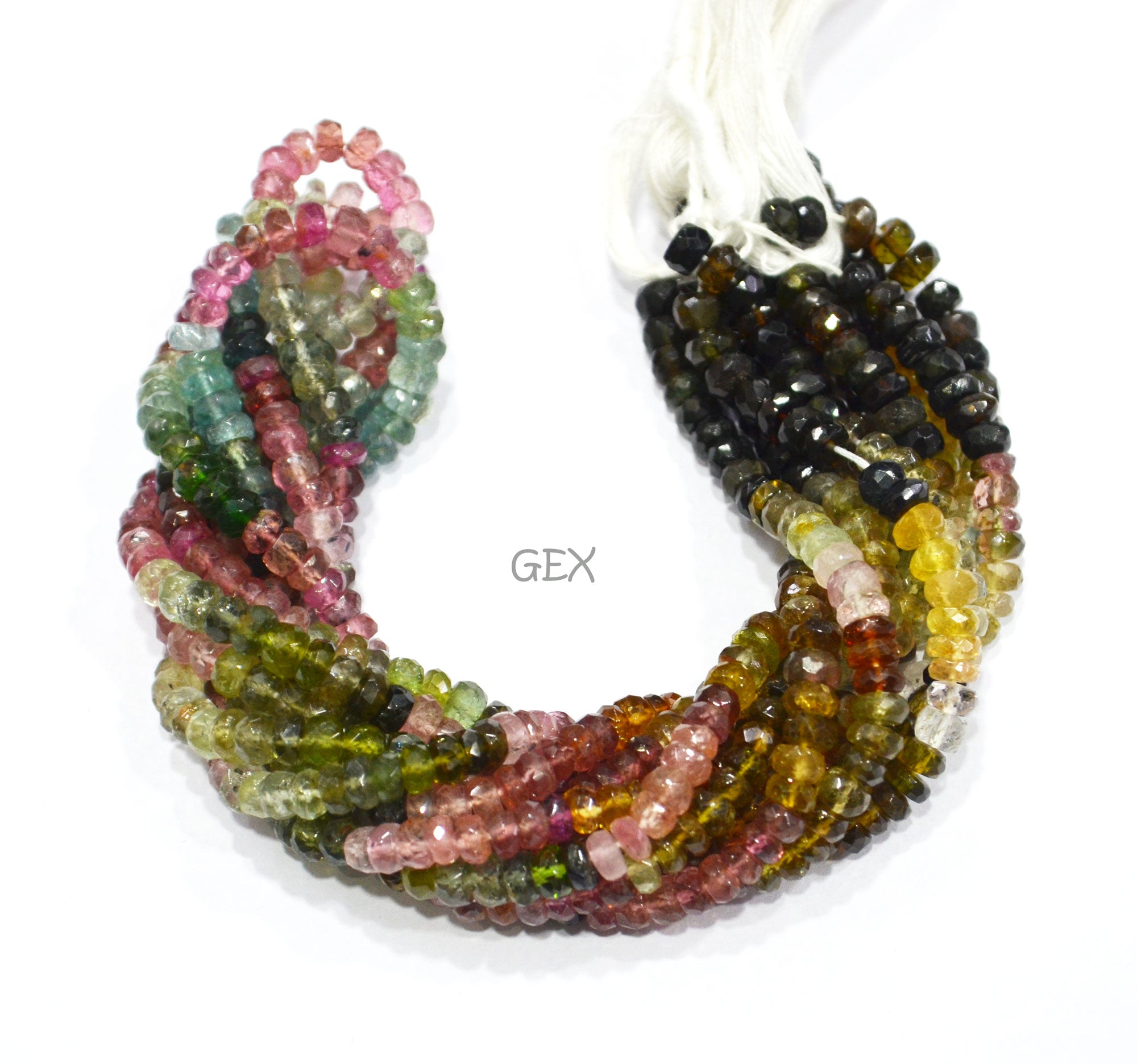 Natural Multi Tourmaline Faceted Rondelle Shape Beads , Multi Tourmaline Faceted Beads , Sold By Strand , 14 Inches , 4.50 - 4.75 mm , 31854