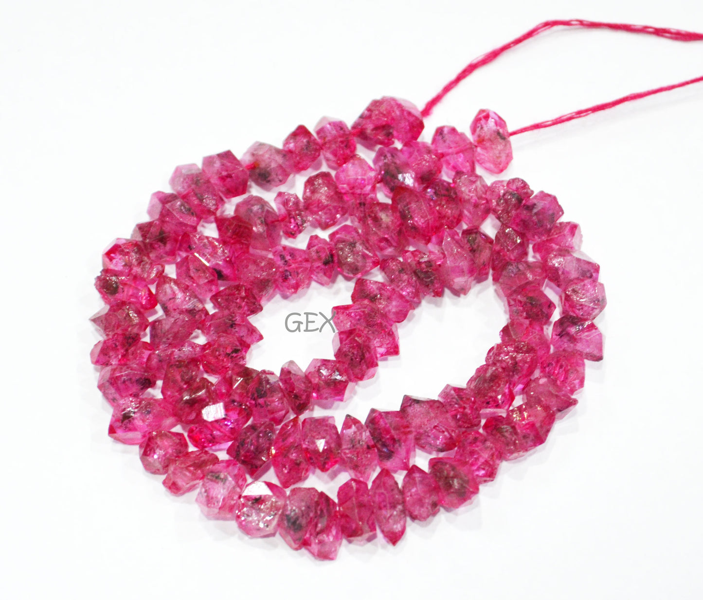 Pink Coated Herkimer Quartz Faceted Nuggets Shape Beads , Pink Coated Herkimer Quartz Faceted Beads , Sold By Strand , 16 Inches , 6x8 - 7x10 mm , 31859