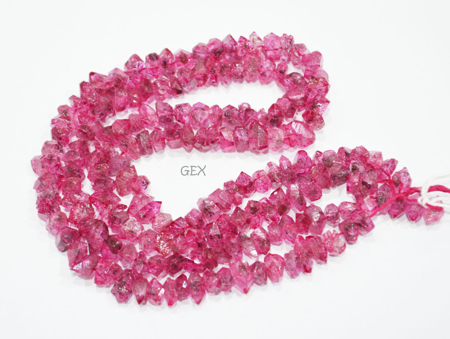 Pink Coated Herkimer Quartz Faceted Nuggets Shape Beads , Pink Coated Herkimer Quartz Faceted Beads , Sold By Strand , 16 Inches , 6x8 - 7x10 mm , 31859