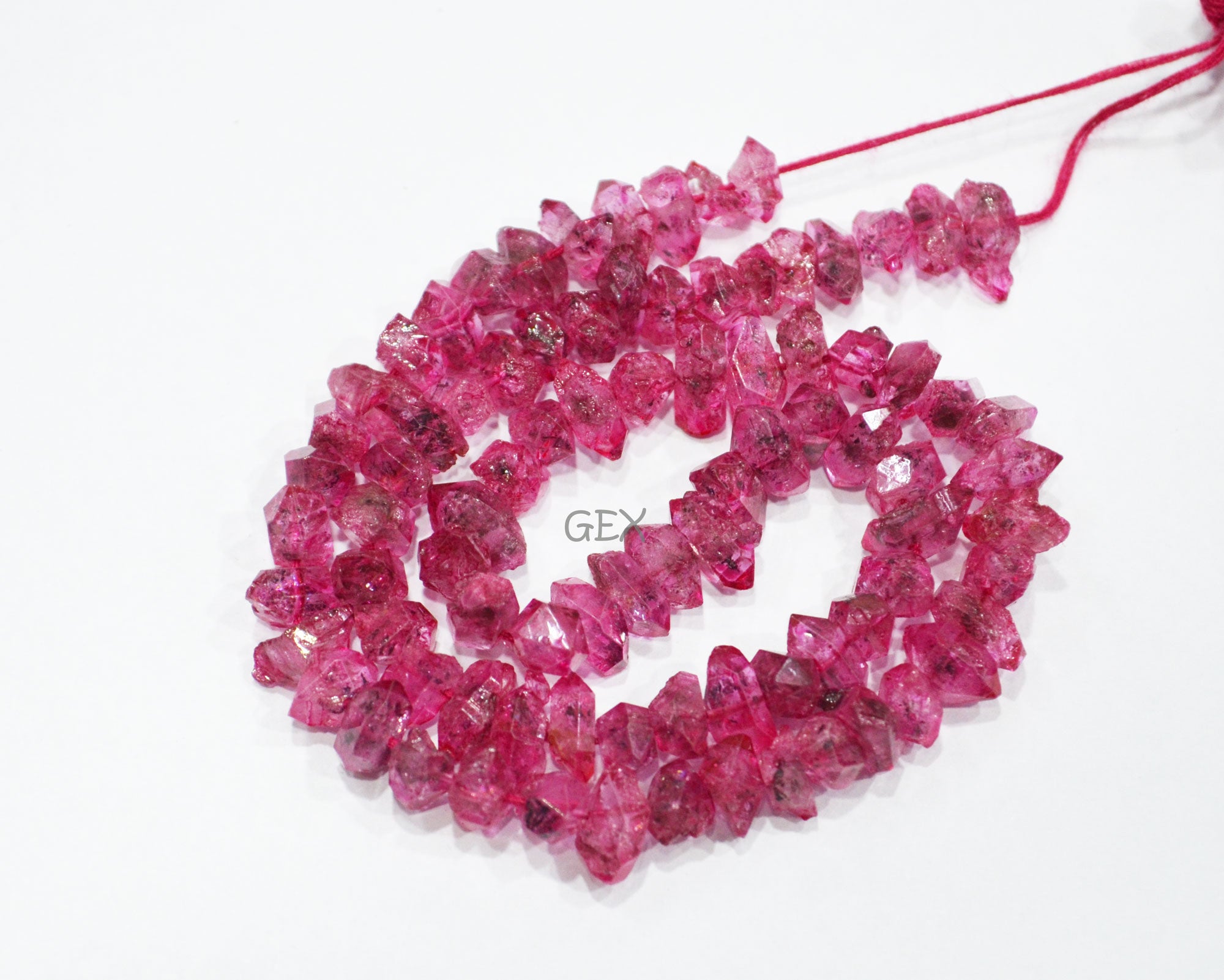 Pink Coated Herkimer Quartz Faceted Nuggets Shape Beads , Pink Coated Herkimer Quartz Faceted Beads , Sold By Strand , 16 Inches , 5x8 - 6x10 mm , 31860