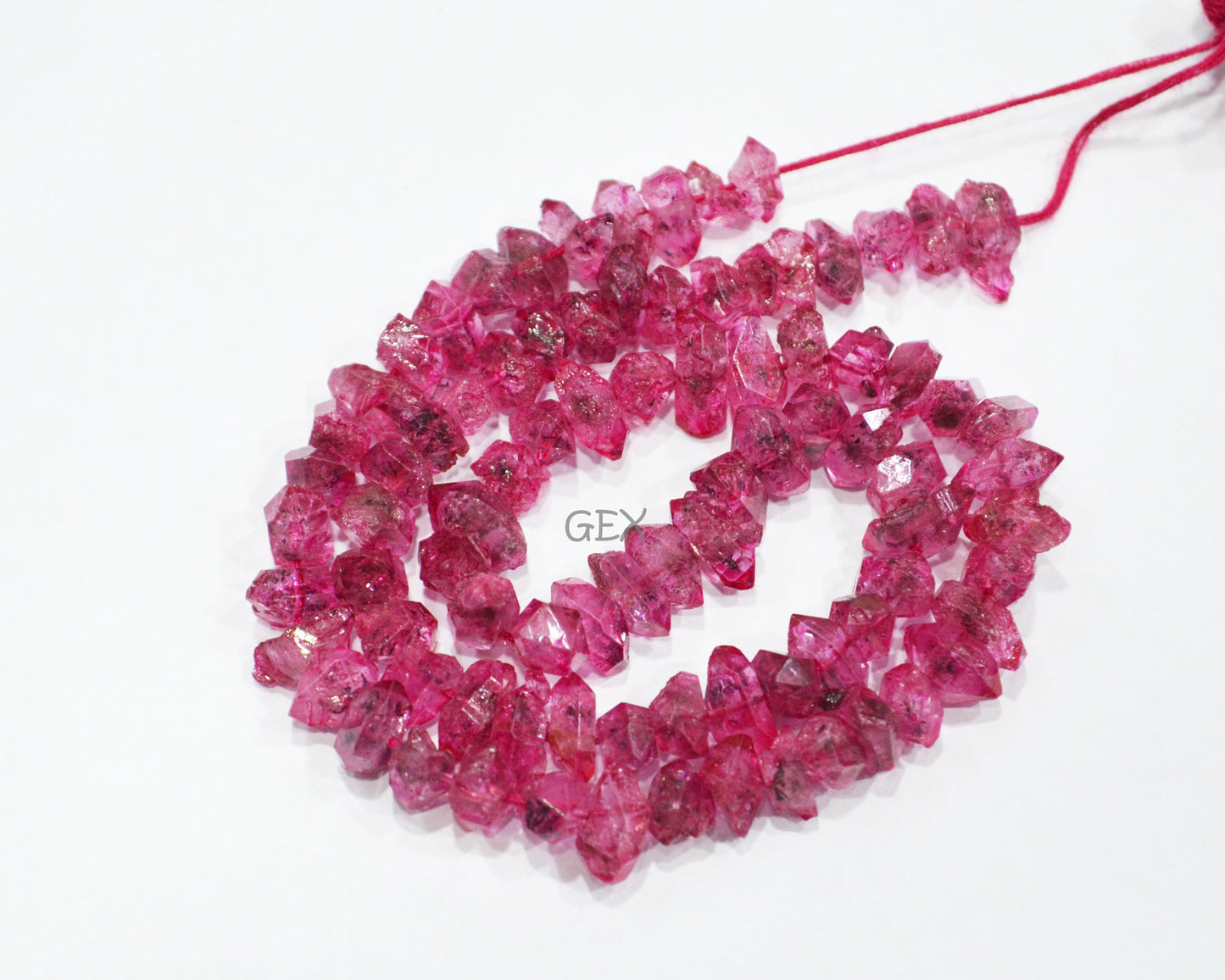 Pink Coated Herkimer Quartz Faceted Nuggets Shape Beads , Pink Coated Herkimer Quartz Faceted Beads , Sold By Strand , 16 Inches , 5x8 - 6x10 mm , 31860
