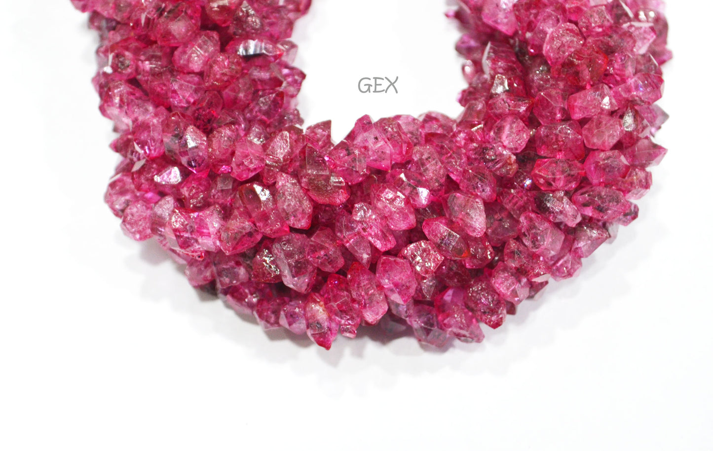 Pink Coated Herkimer Quartz Faceted Nuggets Shape Beads , Pink Coated Herkimer Quartz Faceted Beads , Sold By Strand , 16 Inches , 5x8 - 6x10 mm , 31860
