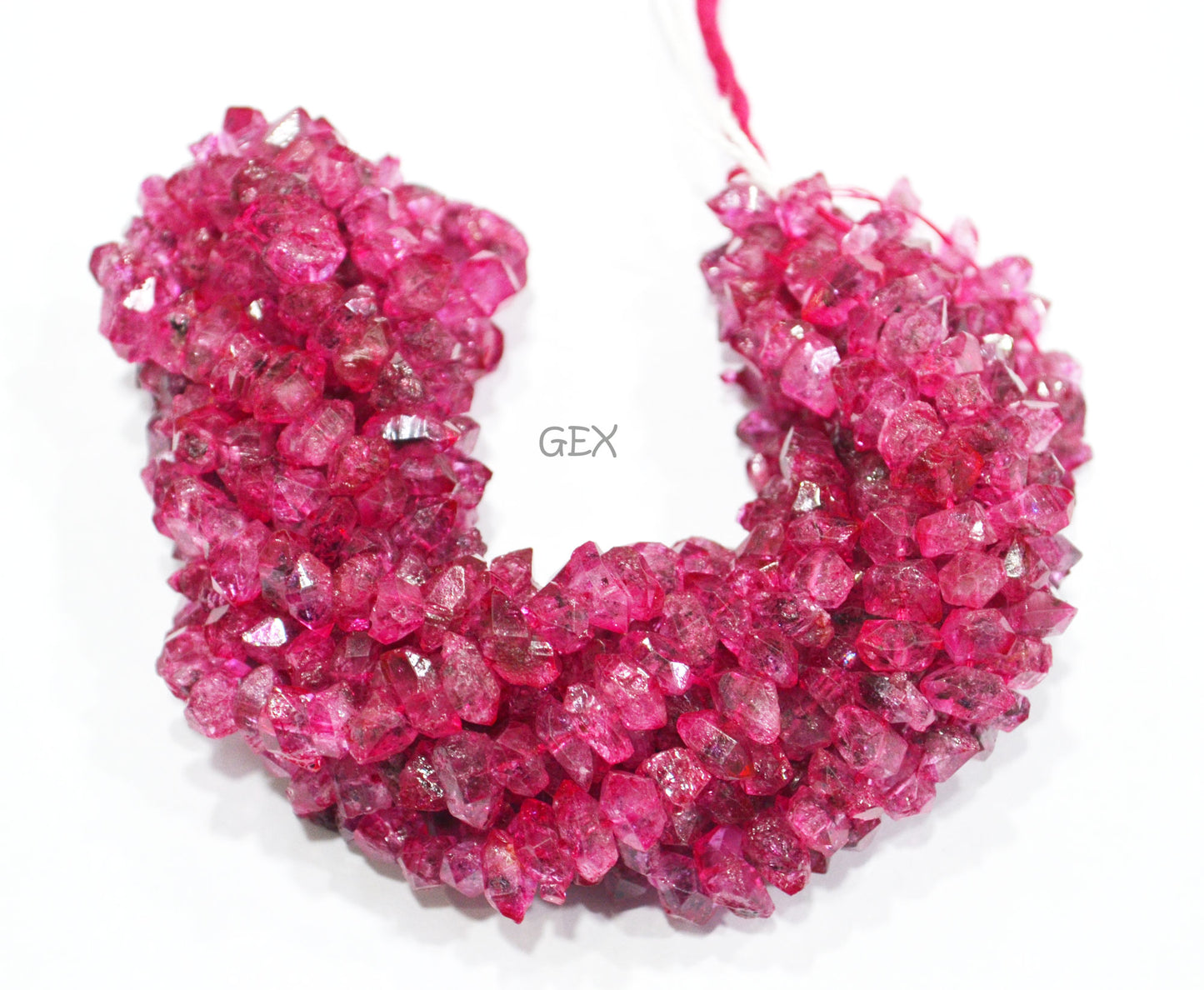 Pink Coated Herkimer Quartz Faceted Nuggets Shape Beads , Pink Coated Herkimer Quartz Faceted Beads , Sold By Strand , 16 Inches , 5x8 - 6x10 mm , 31860