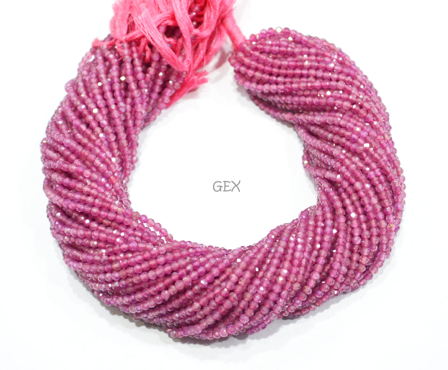 Pink Sapphire Faceted Round Shape Beads , Pink Sapphire Faceted Beads , Sold By Strand , 12.50 Inches , 3 mm , 31867