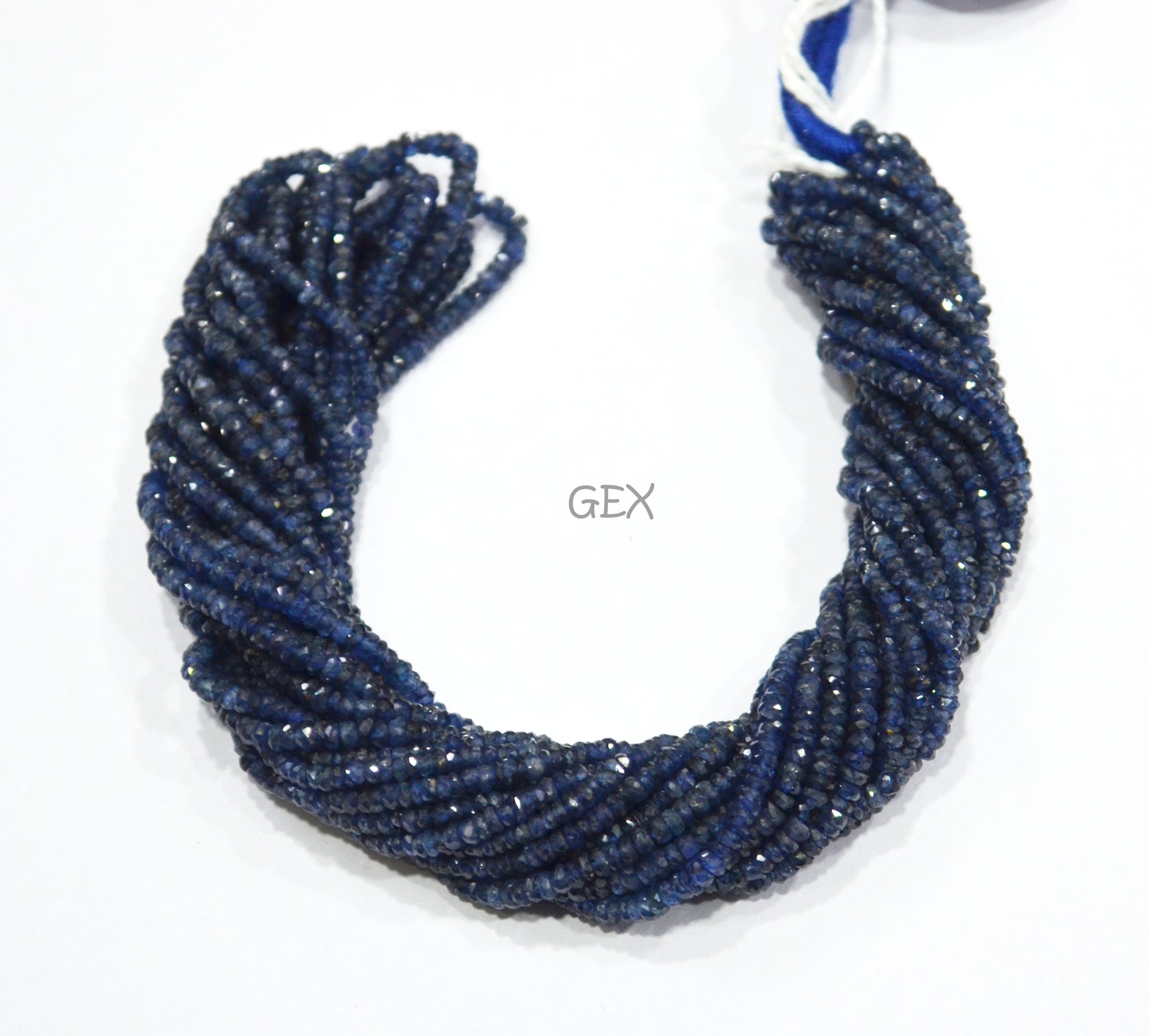 100% Natural Blue Sapphire Faceted Rondelle Shape Beads , 100% Natural Blue Sapphire Faceted Beads , Sold By Strand , 16 Inches , 2.25 - 2.75 mm , 31869