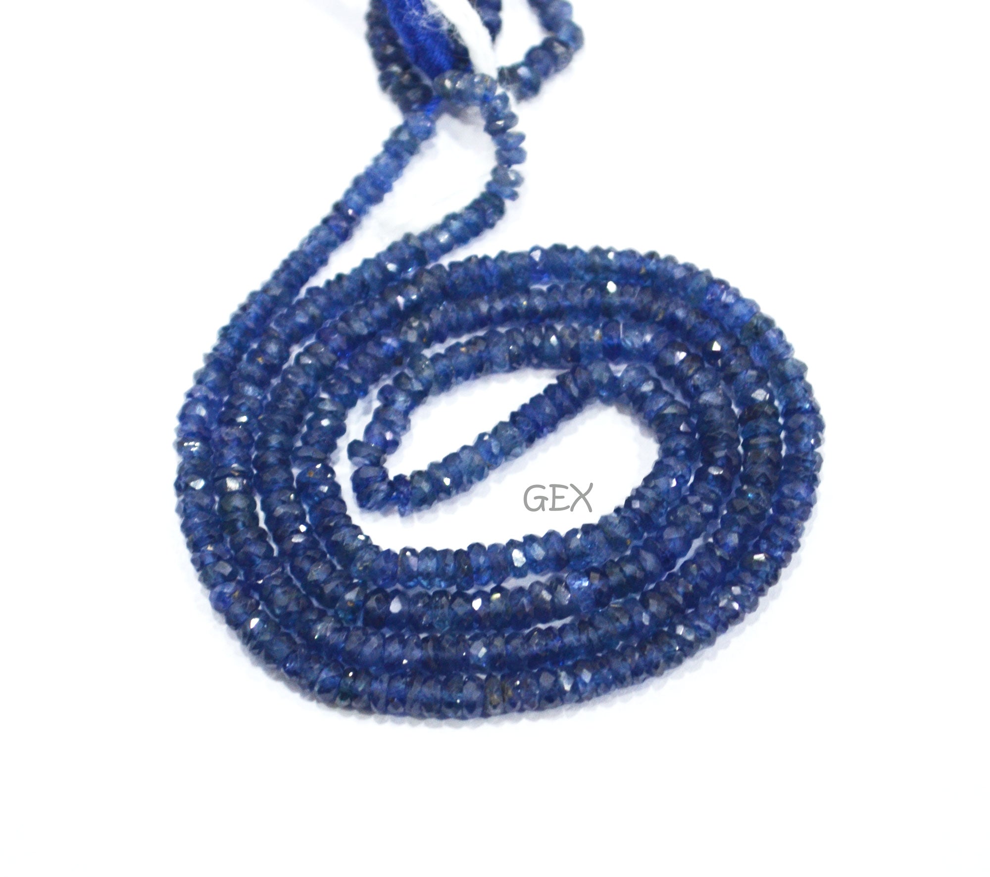 100% Natural Blue Sapphire Faceted Rondelle Shape Beads , 100% Natural Blue Sapphire Faceted Beads , Sold By Strand , 16 Inches , 2.25 - 3 mm , 31873