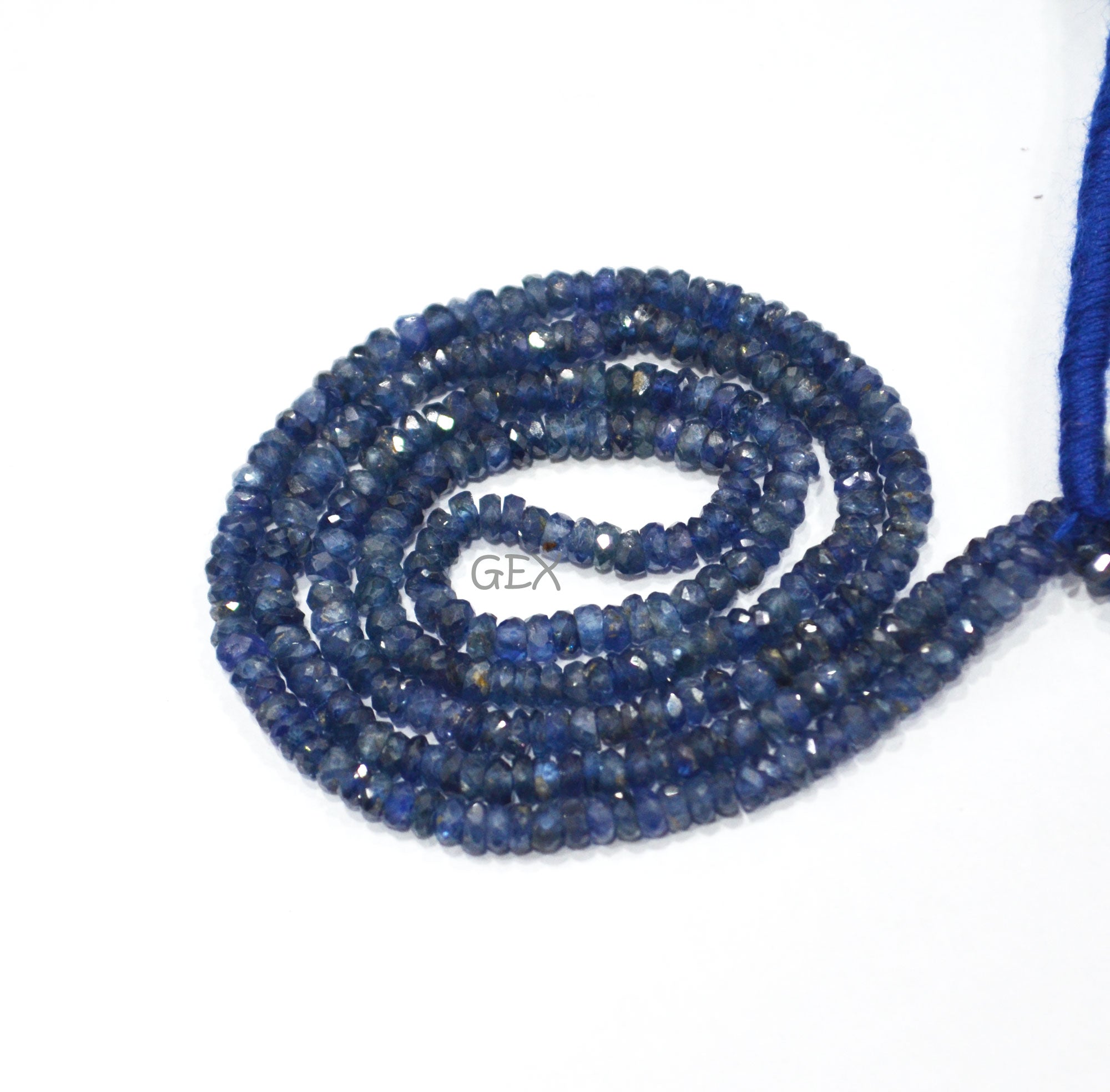 100% Natural Blue Sapphire Faceted Rondelle Shape Beads , 100% Natural Blue Sapphire Faceted Beads , Sold By Strand , 16 Inches , 2.50 - 3 mm , 31876