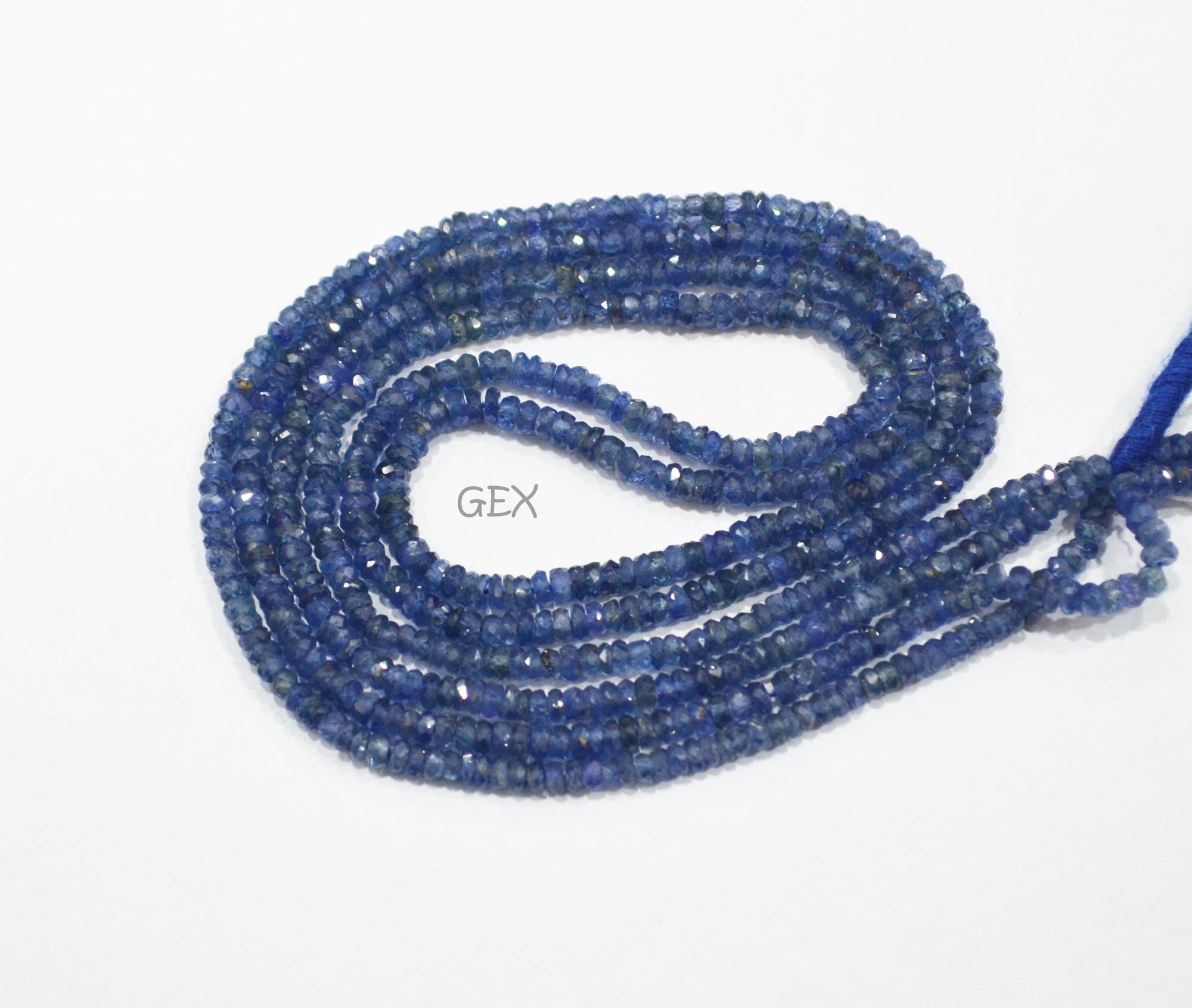 100% Natural Blue Sapphire Faceted Rondelle Shape Beads , 100% Natural Blue Sapphire Faceted Beads , Sold By Strand , 16 Inches , 2.75 - 3 mm , 31878