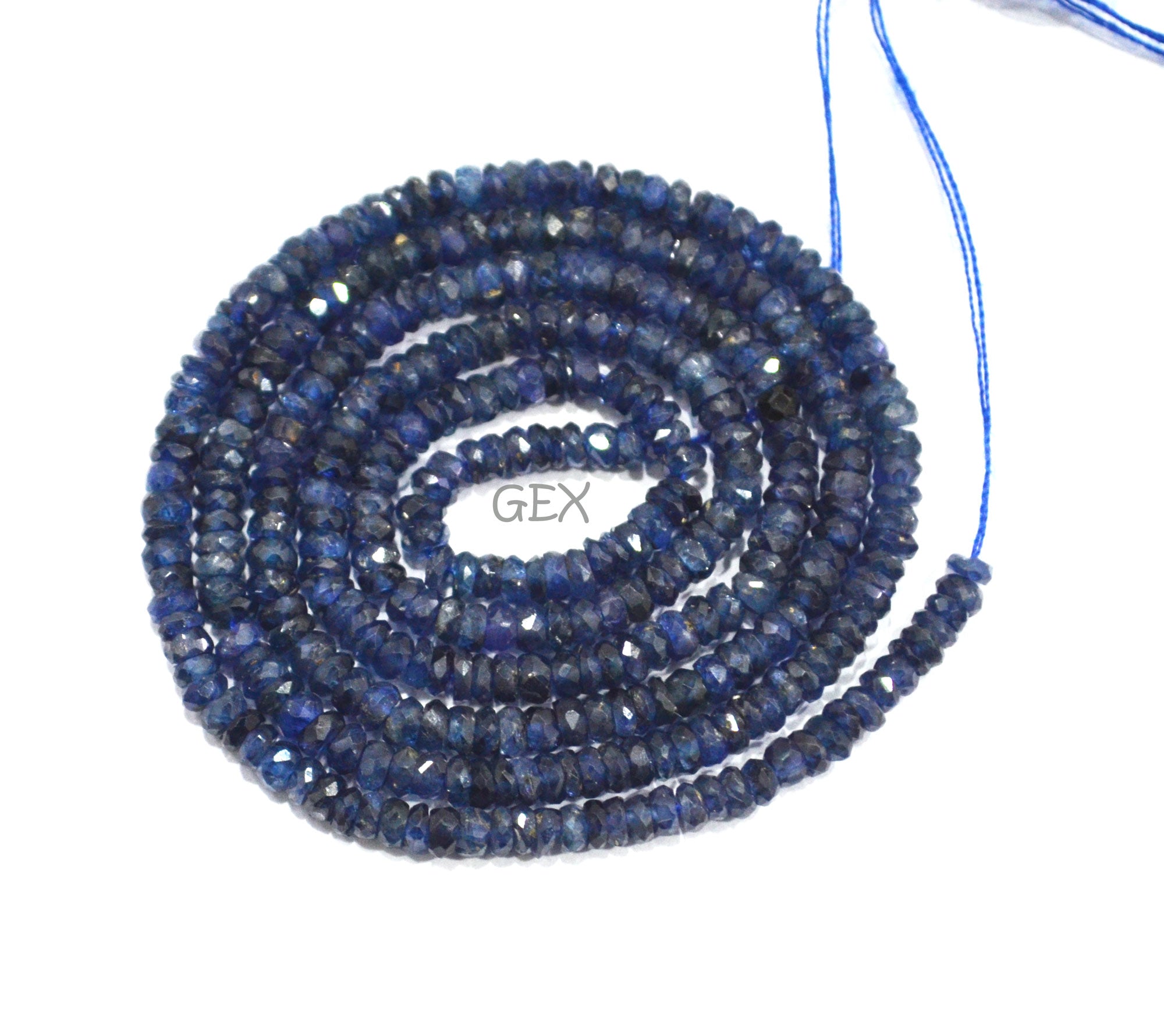 100% Natural Blue Sapphire Faceted Rondelle Shape Beads , 100% Natural Blue Sapphire Faceted Beads , 18.50 Inches , 3 mm , 31884