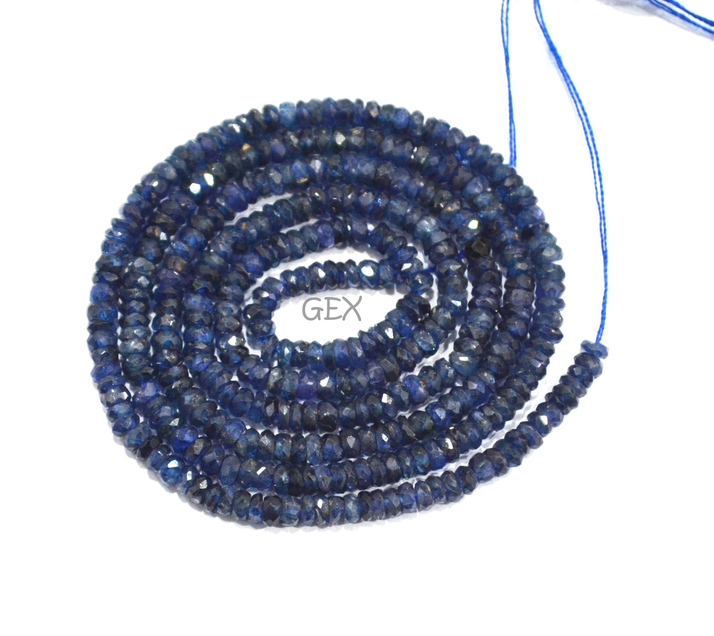 100% Natural Blue Sapphire Faceted Rondelle Shape Beads , 100% Natural Blue Sapphire Faceted Beads , 18.50 Inches , 3 mm , 31884