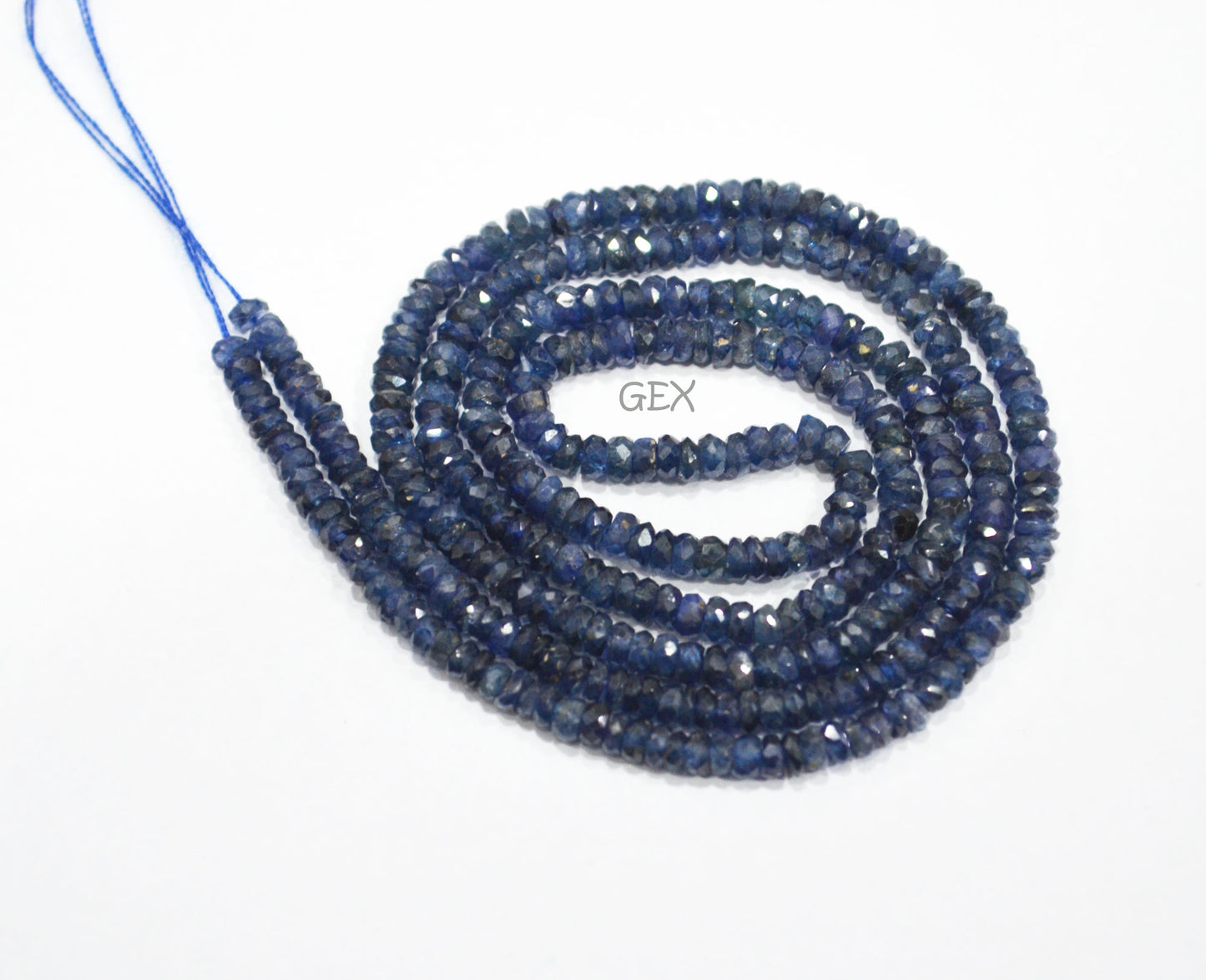 100% Natural Blue Sapphire Faceted Rondelle Shape Beads , 100% Natural Blue Sapphire Faceted Beads , 18.50 Inches , 3 mm , 31884