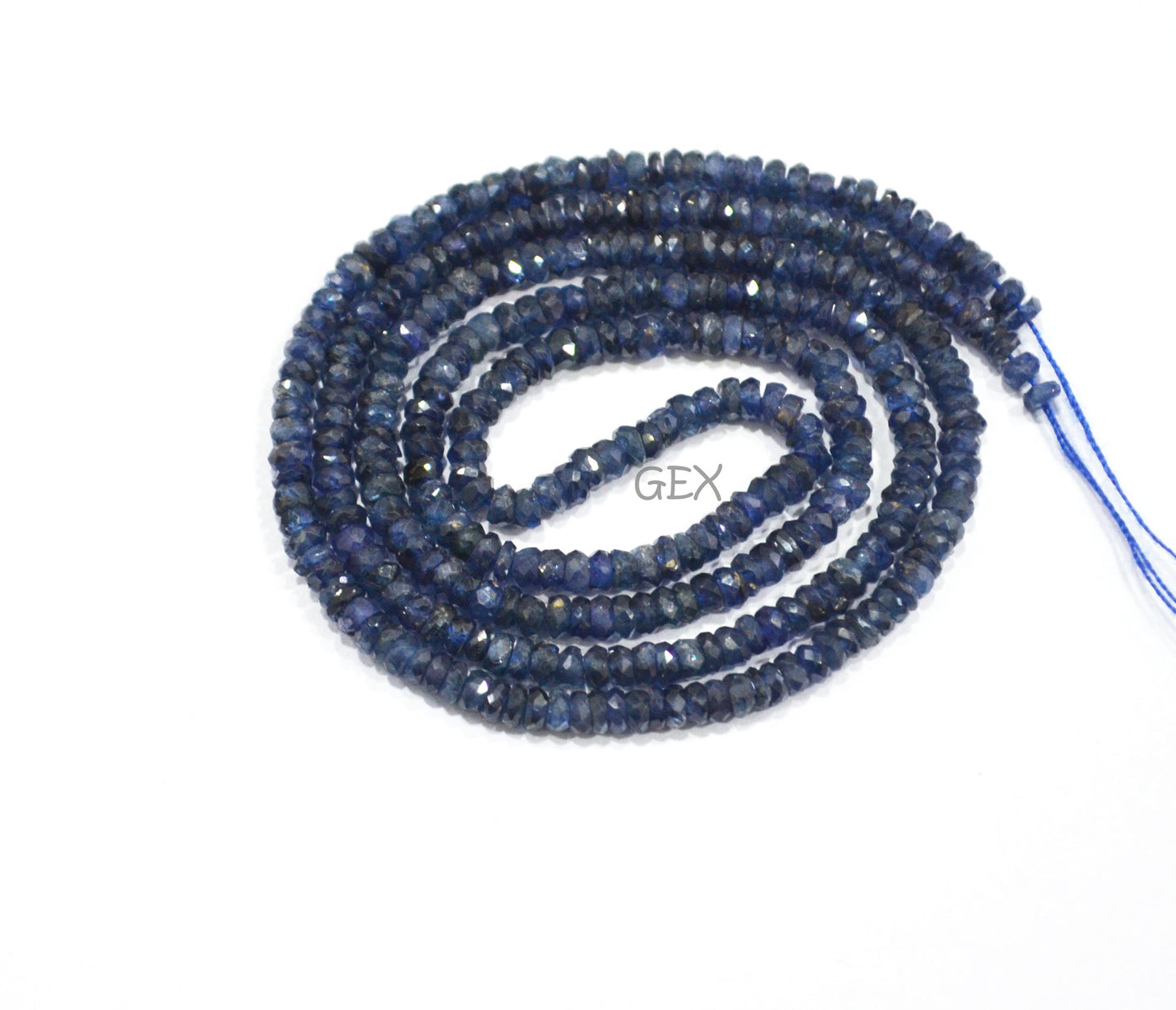 100% Natural Blue Sapphire Faceted Rondelle Shape Beads , 100% Natural Blue Sapphire Faceted Beads , 18.50 Inches , 3 mm , 31884