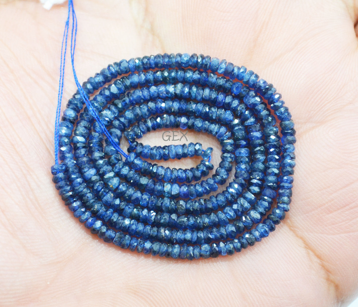 100% Natural Blue Sapphire Faceted Rondelle Shape Beads , 100% Natural Blue Sapphire Faceted Beads , 18.50 Inches , 3 mm , 31884