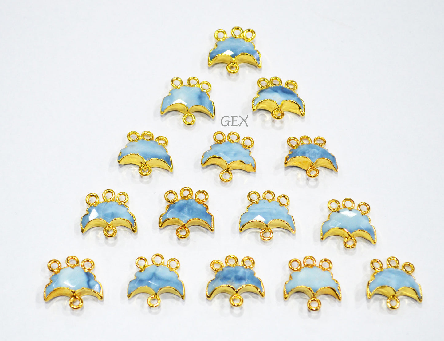 Denim Opal Electroplated Half Moon Shape Connector , Denim Opal Four Bail Faceted Connector Charm , Sold By Piece , 15 - 16 mm , 31906