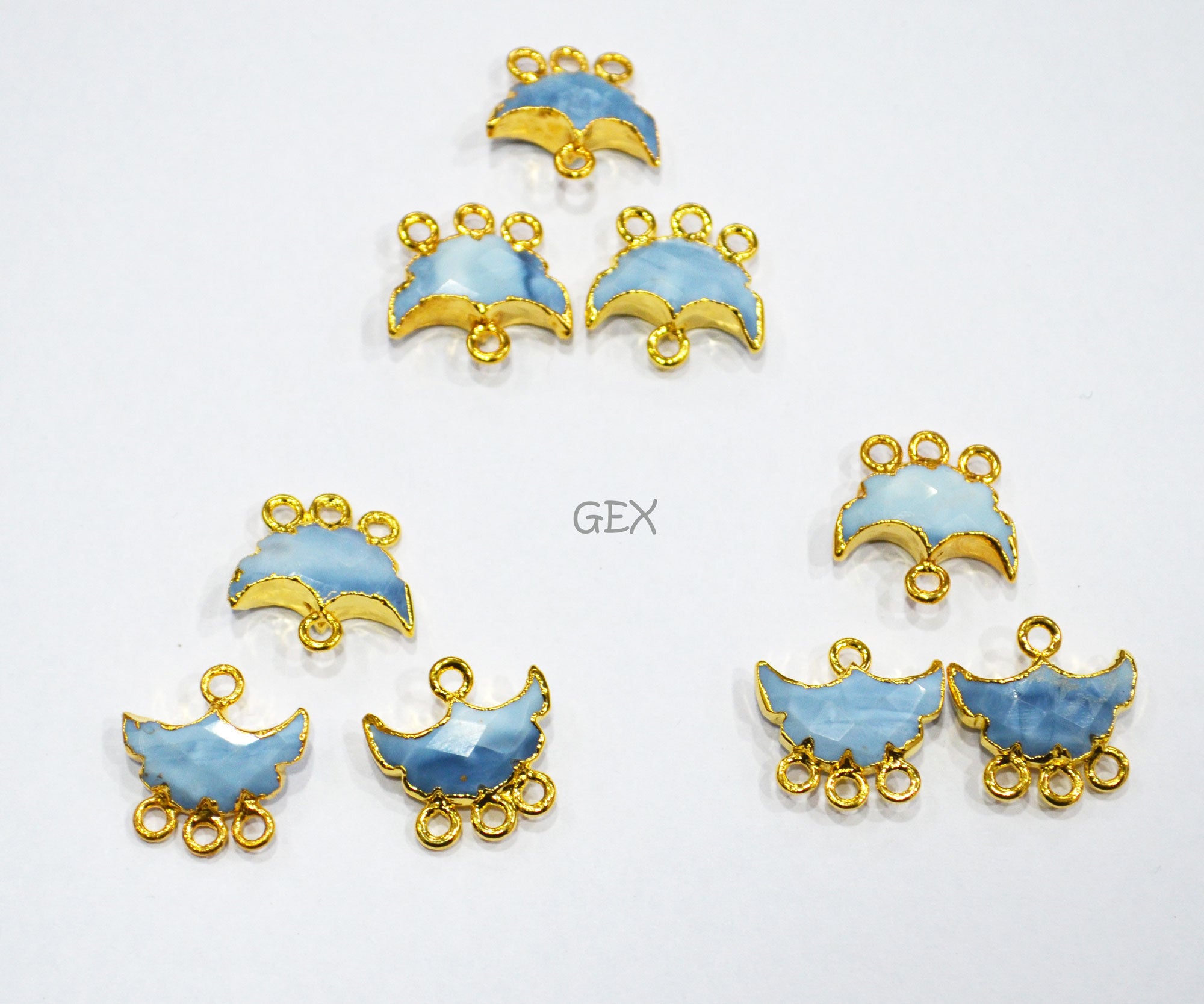 Denim Opal Electroplated Half Moon Shape Connector , Denim Opal Four Bail Faceted Connector Charm  , Sold By Piece , 15 - 16 mm , 31906