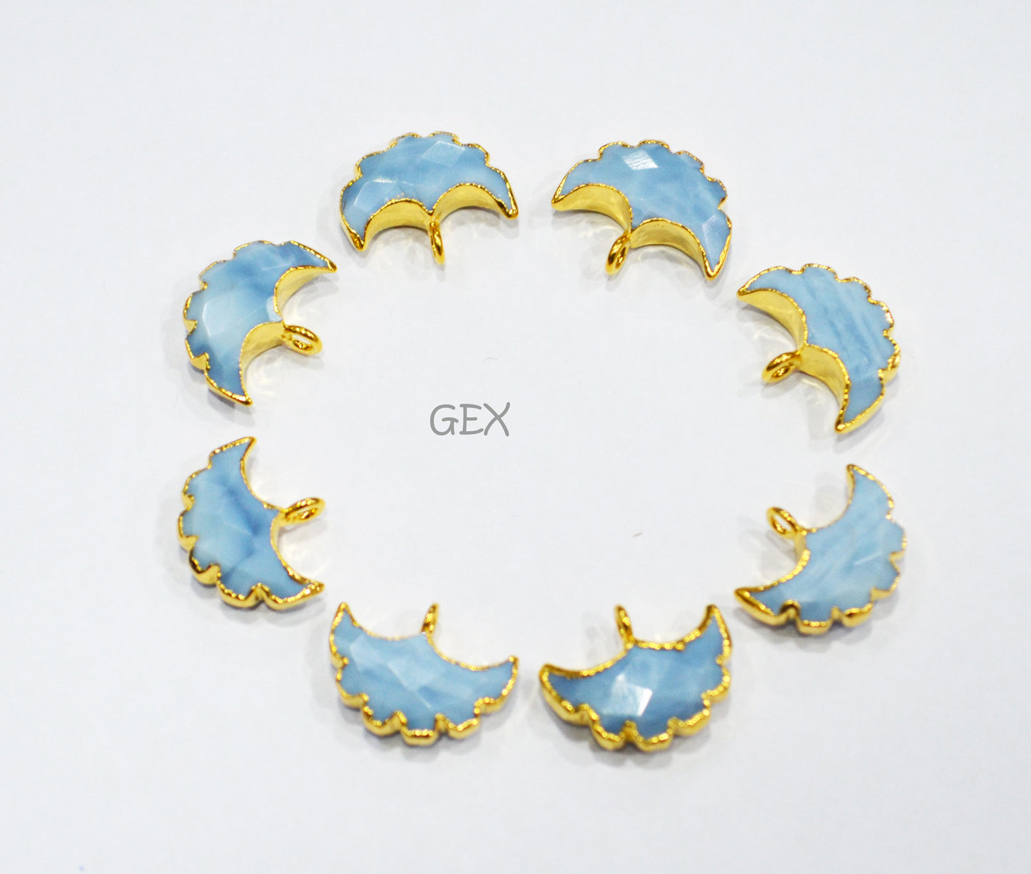 Denim Opal Electroplated Half Moon Shape Connector , Denim Opal Single Bail Faceted Connector Charm , Sold By Piece , 15 - 16 mm , 31922