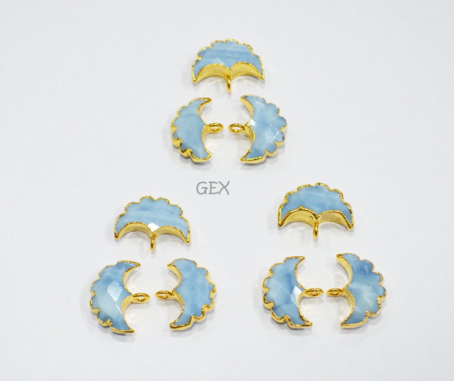 Denim Opal Electroplated Half Moon Shape Connector , Denim Opal Single Bail Faceted Connector Charm , Sold By Piece , 15 - 16 mm , 31922