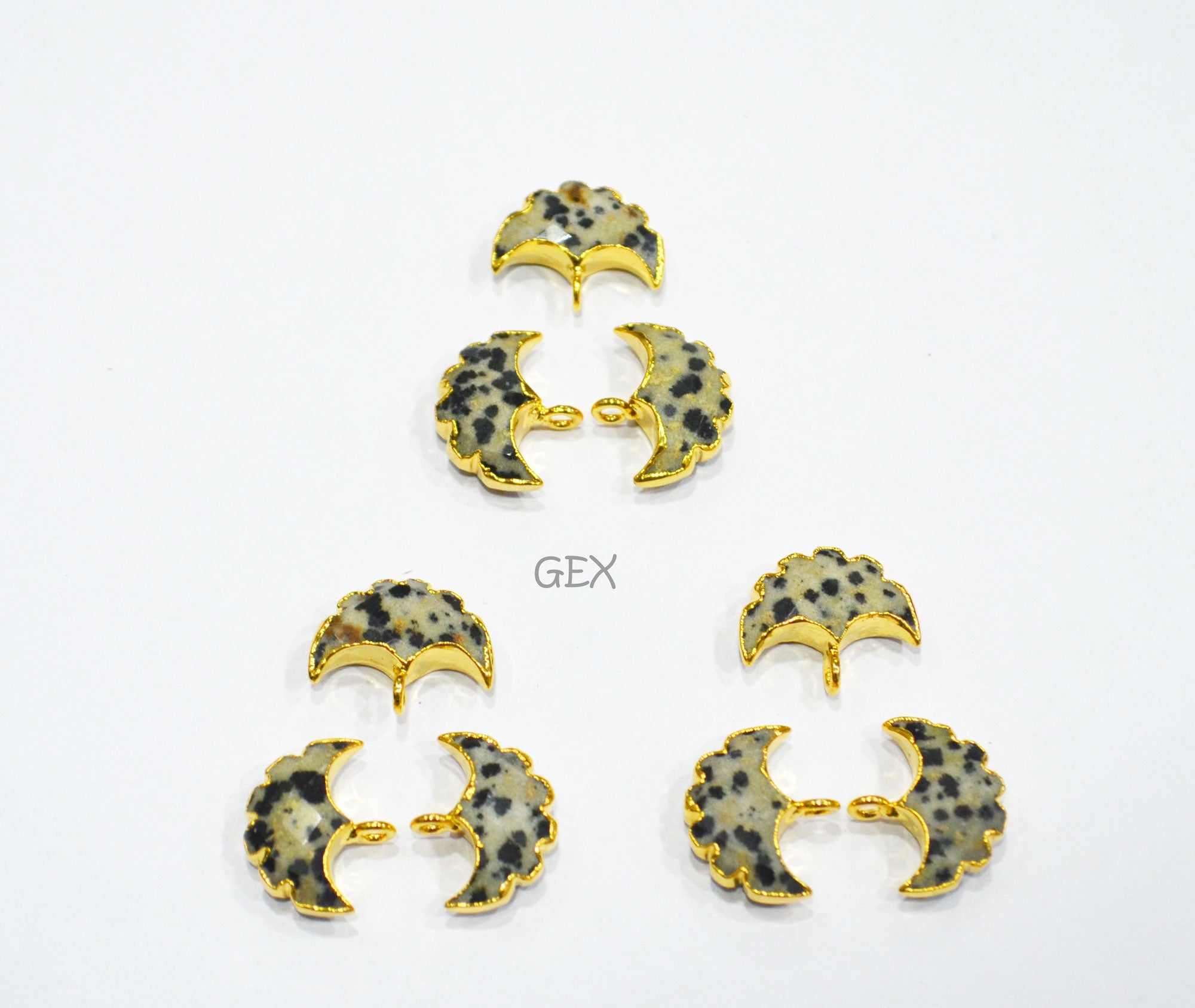 Dalmatian Electroplated Half Moon Shape Connector , Dalmatian Single Bail Faceted Connector Charm  , Sold By Piece , 15 - 16 mm , 31926