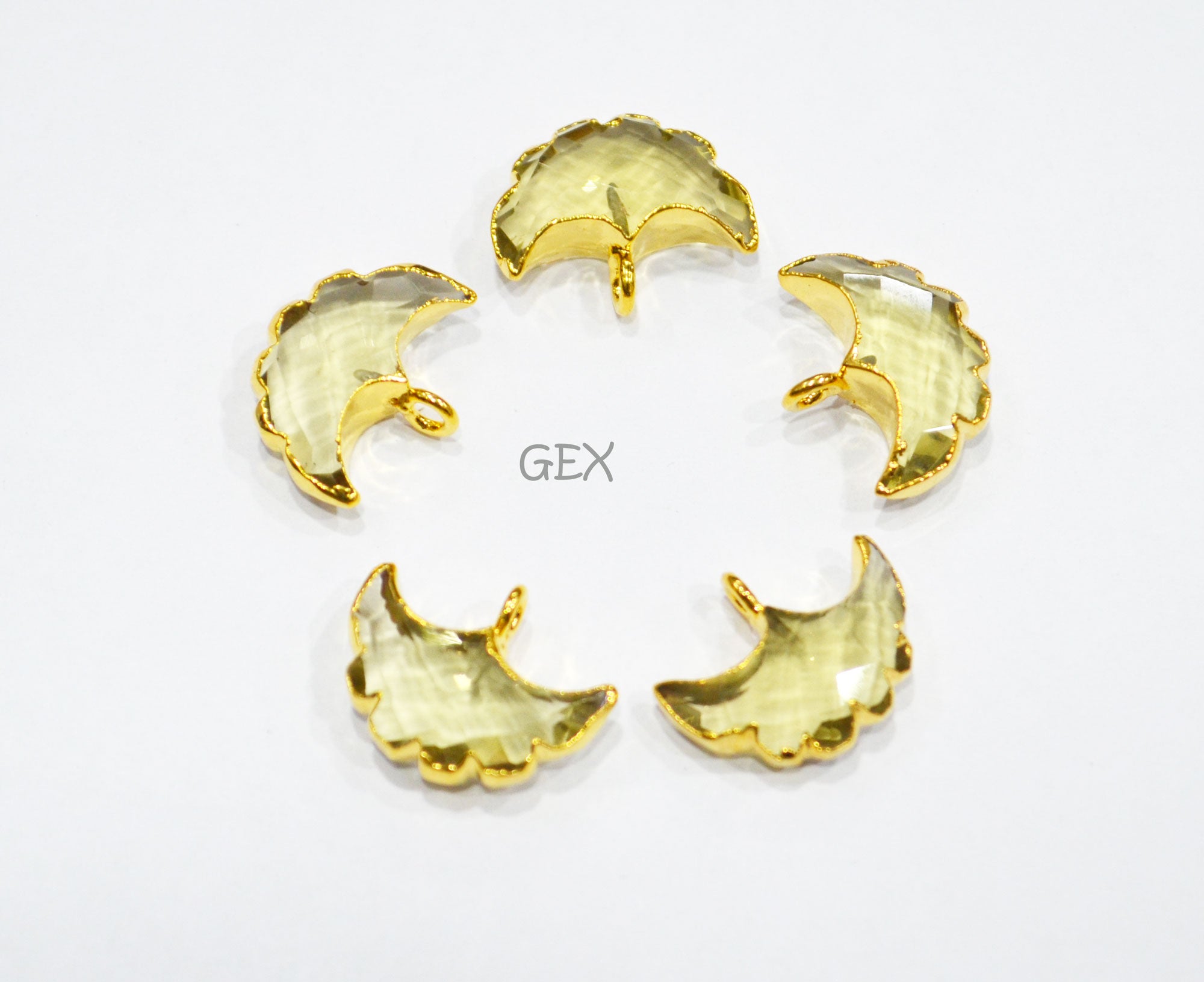 Lemon Quartz Electroplated Half Moon Shape Connector , Lemon Quartz Single Bail Faceted Connector Charm  , Sold By Piece , 15 - 16 mm , 31927
