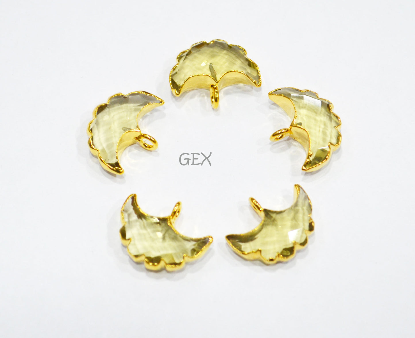 Lemon Quartz Electroplated Half Moon Shape Connector , Lemon Quartz Single Bail Faceted Connector Charm  , Sold By Piece , 15 - 16 mm , 31927