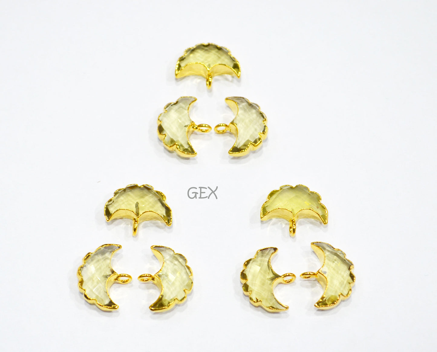 Lemon Quartz Electroplated Half Moon Shape Connector , Lemon Quartz Single Bail Faceted Connector Charm , Sold By Piece , 15 - 16 mm , 31927