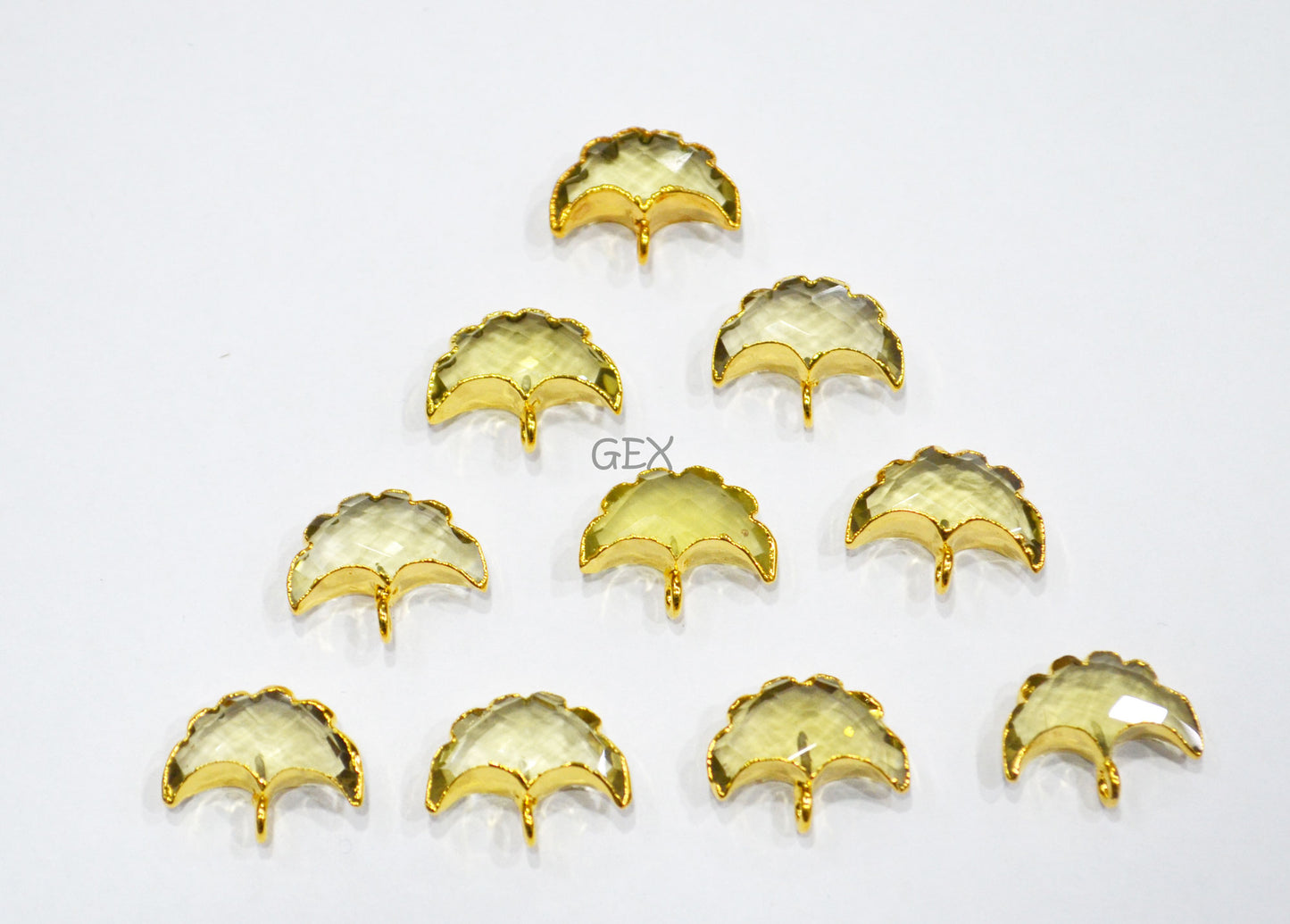 Lemon Quartz Electroplated Half Moon Shape Connector , Lemon Quartz Single Bail Faceted Connector Charm , Sold By Piece , 15 - 16 mm , 31927