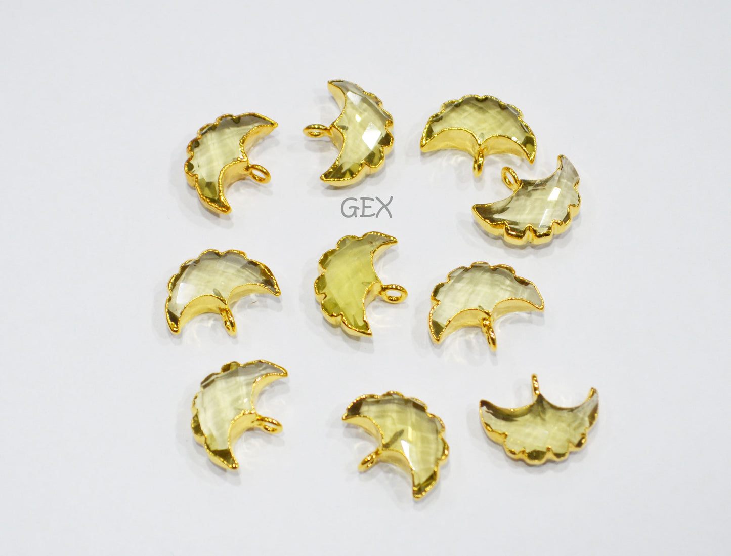 Lemon Quartz Electroplated Half Moon Shape Connector , Lemon Quartz Single Bail Faceted Connector Charm , Sold By Piece , 15 - 16 mm , 31927