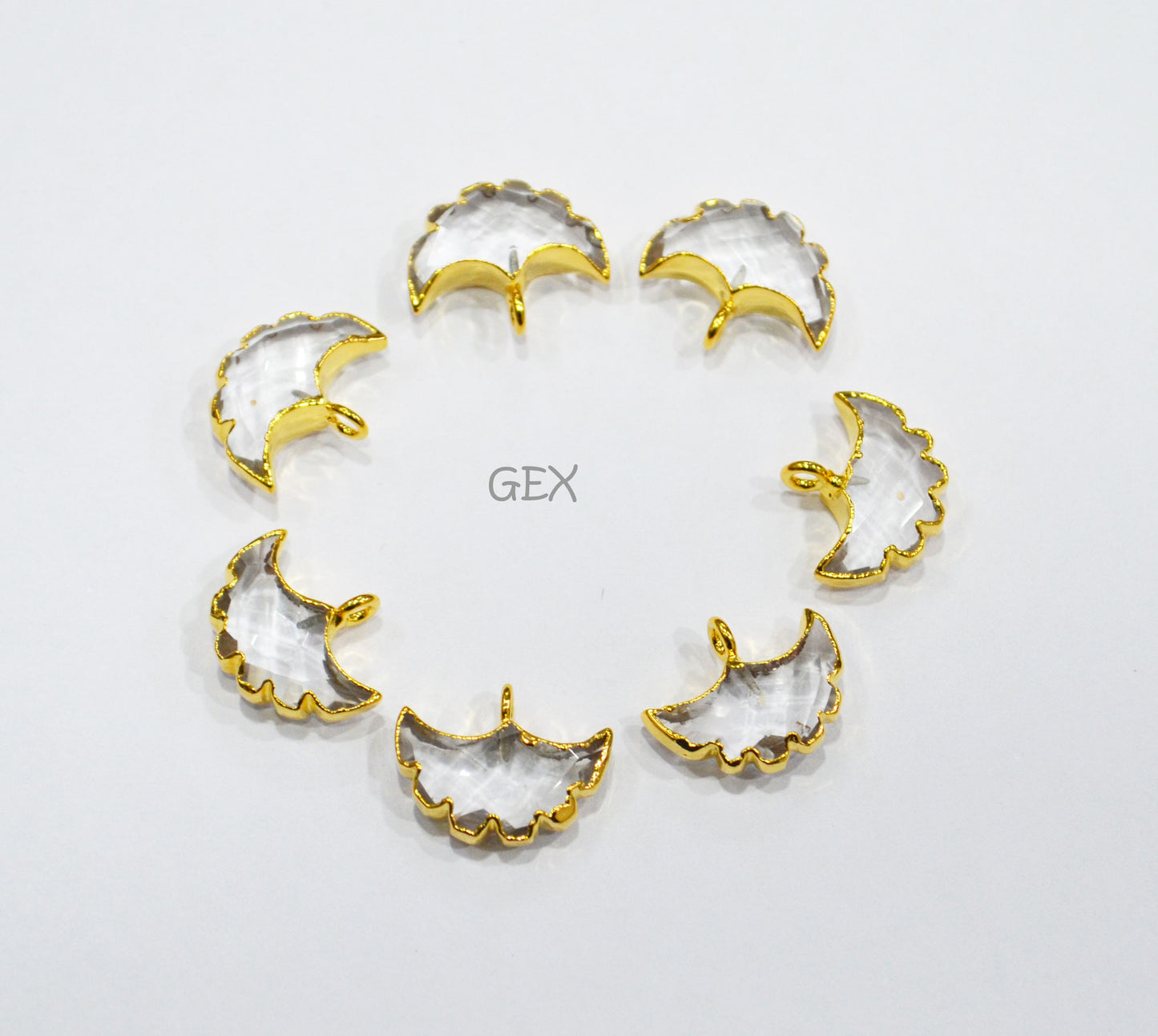 Crystal Electroplated Half Moon Shape Connector , Crystal Single Bail Faceted Connector Charm , Sold By Piece , 15 - 16 mm , 31930