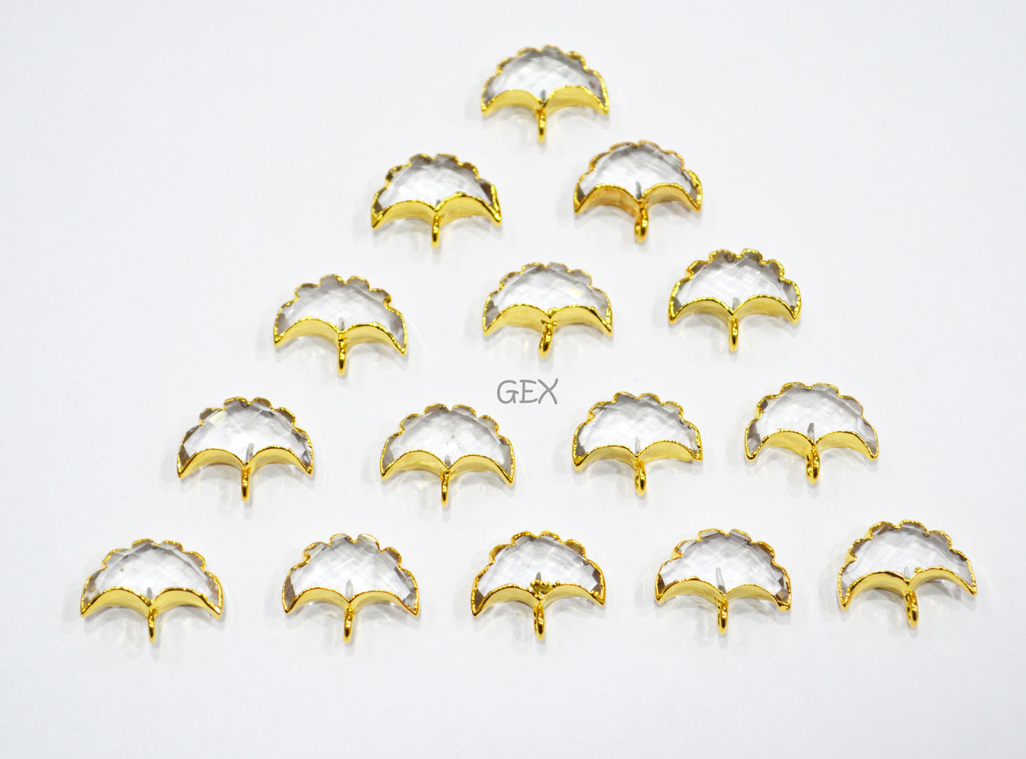 Crystal Electroplated Half Moon Shape Connector , Crystal Single Bail Faceted Connector Charm , Sold By Piece , 15 - 16 mm , 31930