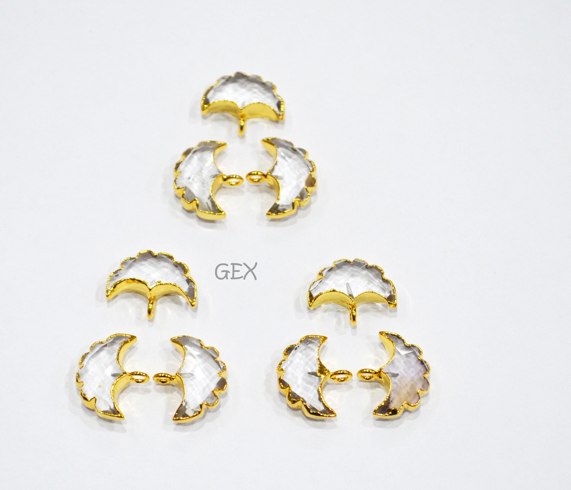 Crystal Electroplated Half Moon Shape Connector , Crystal Single Bail Faceted Connector Charm  , Sold By Piece , 15 - 16 mm , 31930