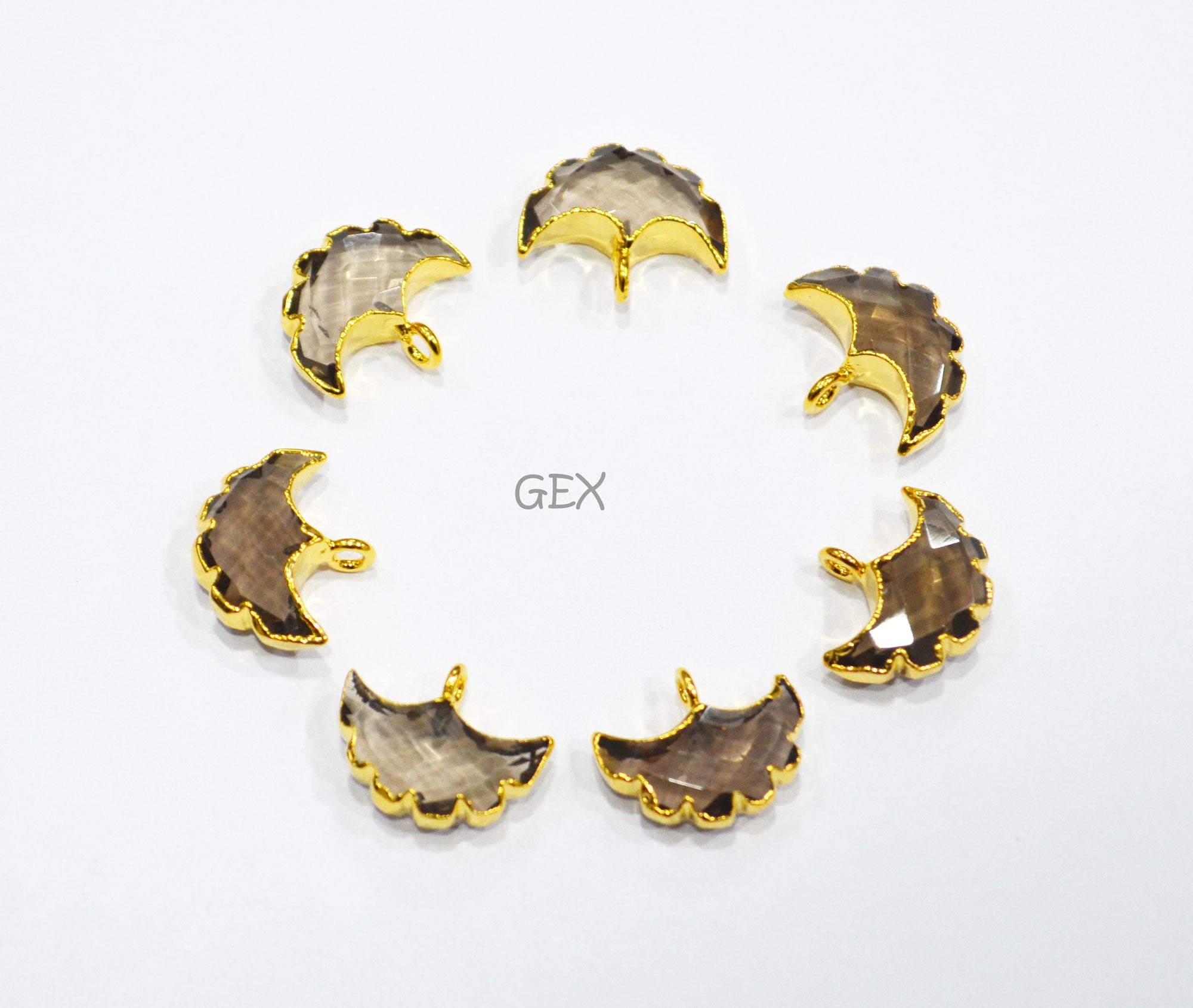 Smoky Electroplated Half Moon Shape Connector , Smoky Single Bail Faceted Connector Charm  , Sold By Piece , 15 - 16 mm , 31932