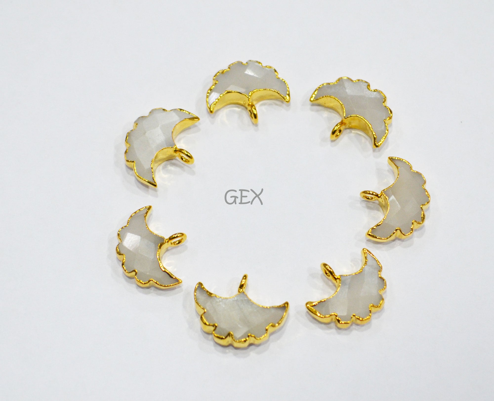 Ceylon Moonstone Electroplated Half Moon Shape Connector , Ceylon Moonstone Single Bail Faceted Connector Charm  , Sold By Piece , 15 - 16 mm , 31934