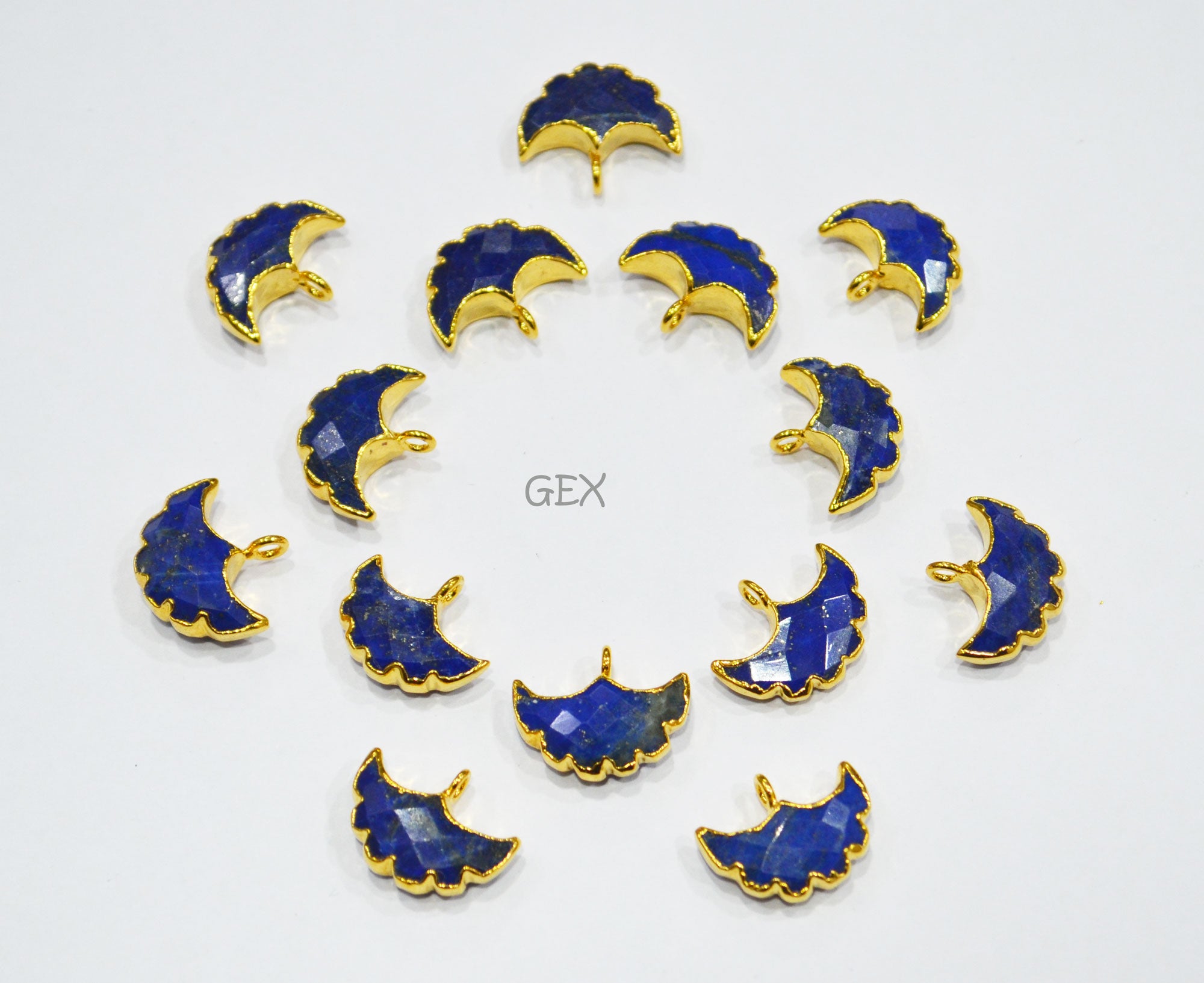Lapis Lazuli Electroplated Half Moon Shape Connector , Lapis Lazuli Single Bail Faceted Connector Charm  , Sold By Piece , 15 - 16 mm , 31936