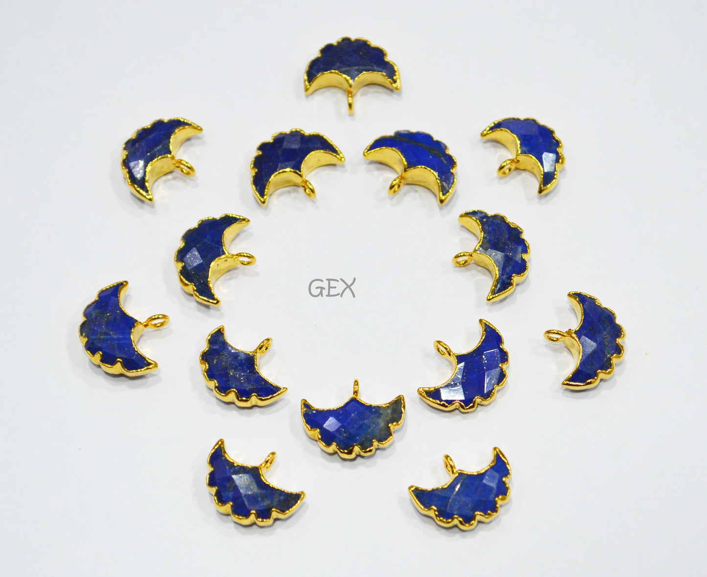 Lapis Lazuli Electroplated Half Moon Shape Connector , Lapis Lazuli Single Bail Faceted Connector Charm  , Sold By Piece , 15 - 16 mm , 31936