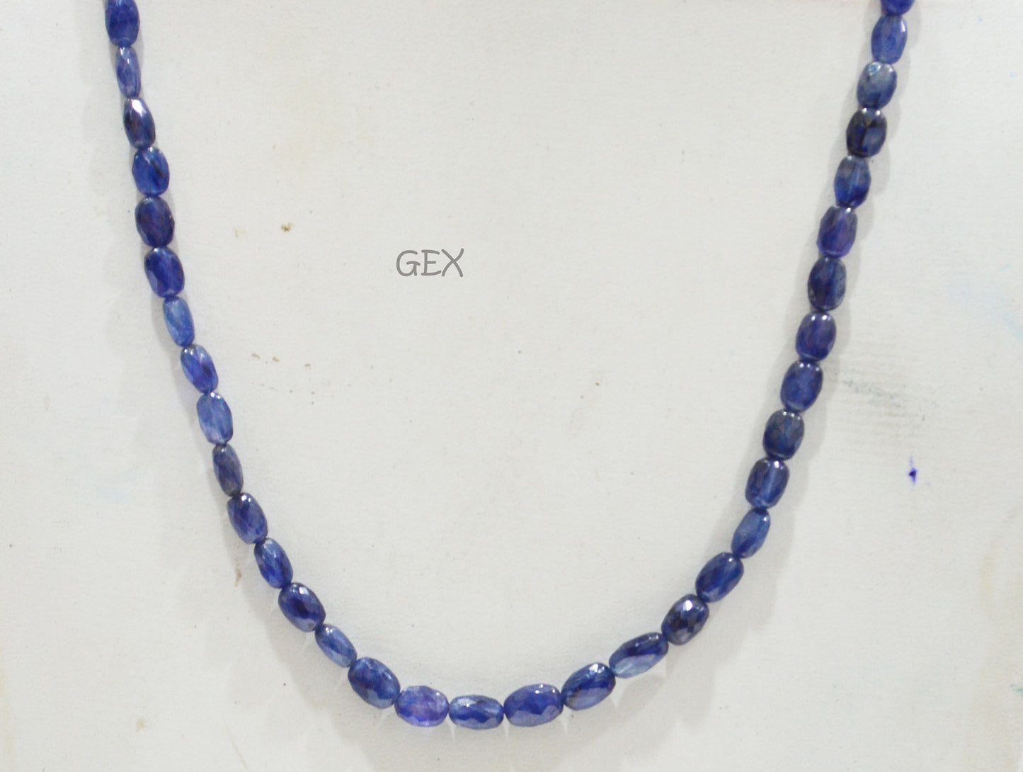 Sapphire Glass Filled Faceted Oval Nuggets Shape Necklace , Sapphire Glass Filled 1 Line Necklace 20.50 Inches Long With Adjustable Tussle , 5.50x7.50 - 7x10 mm , 32023