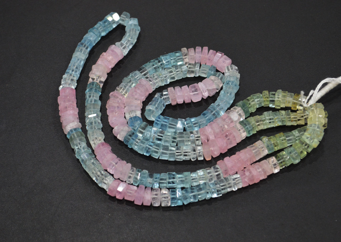 Natural Multi Aquamarine Faceted Bolts Shape Beads , 8 - 10 mm , 19 Inches , 32055