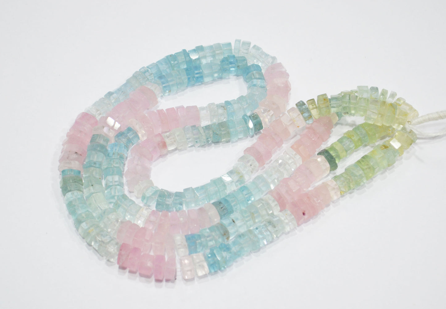 Natural Multi Aquamarine Faceted Bolts Shape Beads , 8 - 10 mm , 19 Inches , 32055