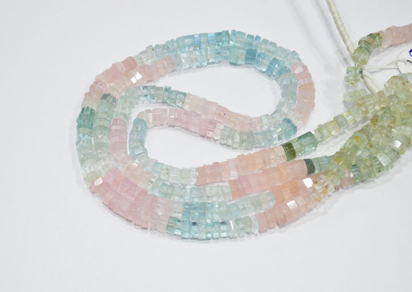 Natural Multi Aquamarine Faceted Bolts Shape Beads , Sold By Strand , 6 - 8 mm , 19 Inches , 32056