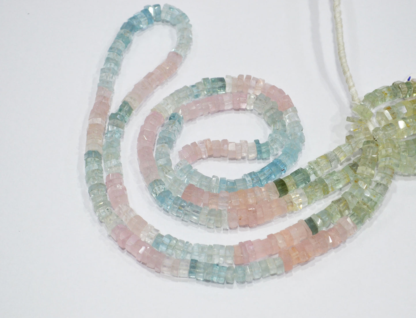 Natural Multi Aquamarine Faceted Bolts Shape Beads , Sold By Strand , 6 - 8 mm , 19 Inches , 32056