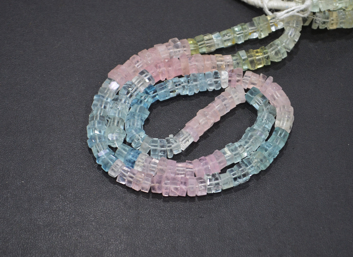 Natural Multi Aquamarine Faceted Bolts Shape Beads , Sold By Strand , 6 - 8 mm , 19 Inches , 32056
