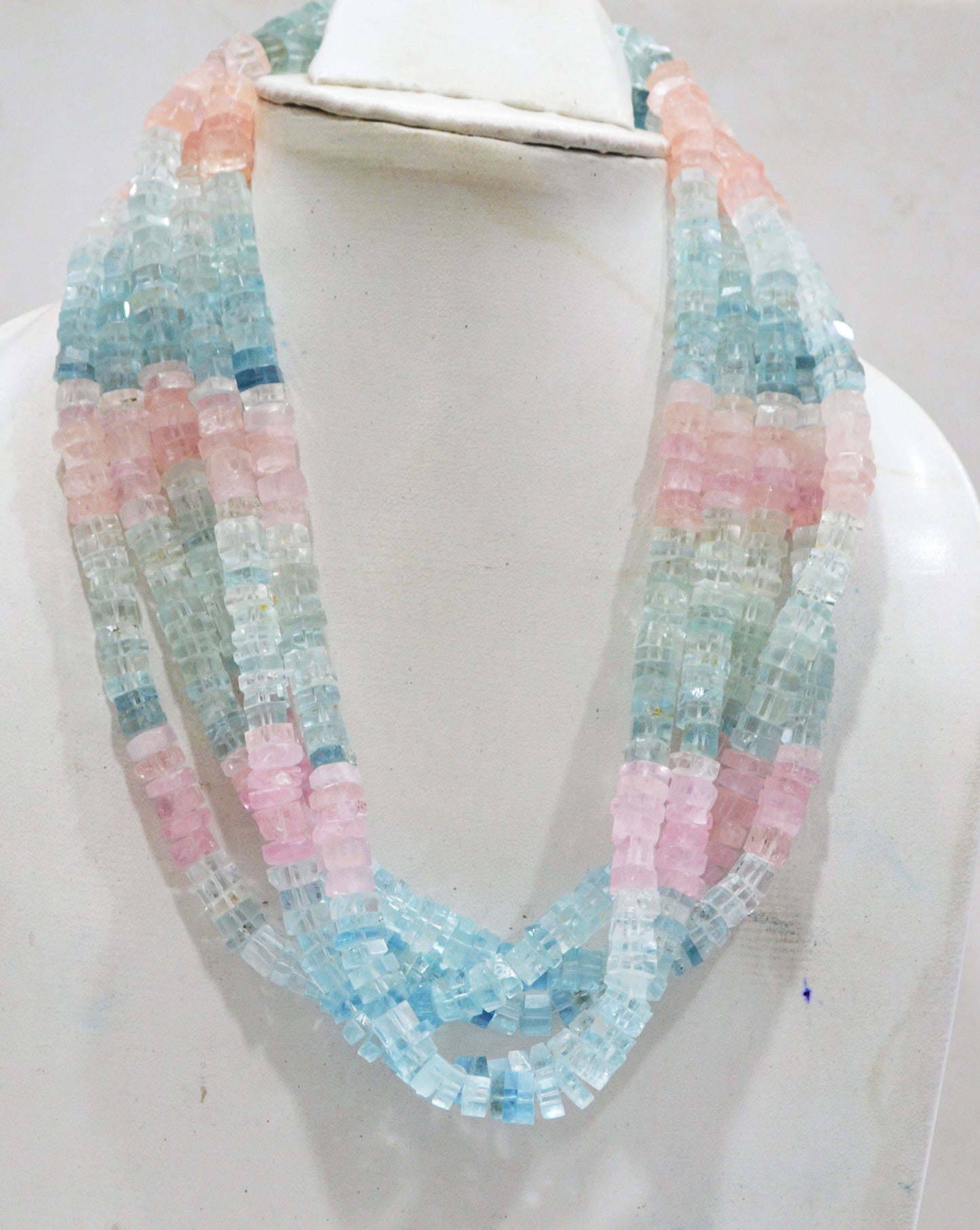 Natural Multi Aquamarine Faceted Bolts Shape Beads , Sold By Strand , 8 - 9 mm , 20 Inches , 32057