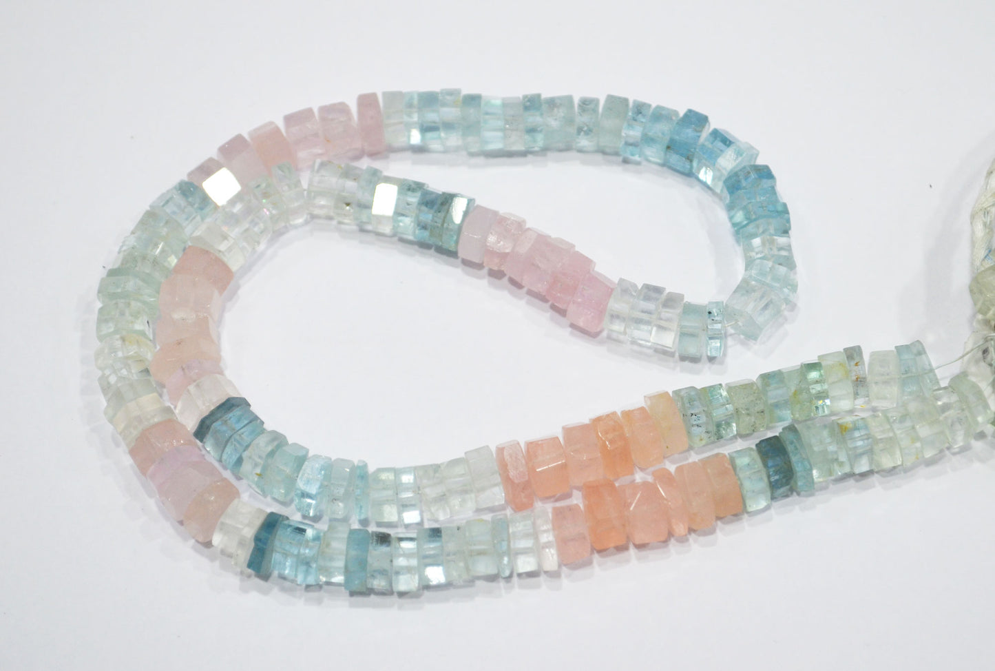 Natural Multi Aquamarine Faceted Bolts Shape Beads , Sold By Strand , 8 - 9 mm , 20 Inches , 32057