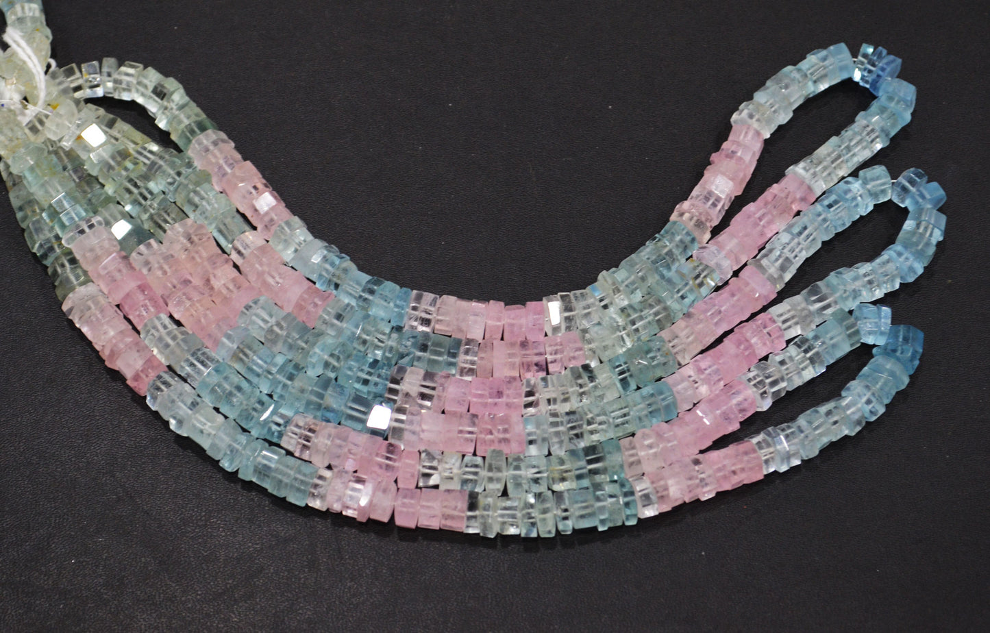 Natural Multi Aquamarine Faceted Bolts Shape Beads , Sold By Strand , 8 - 9 mm , 18 - 19 Inches , 32058
