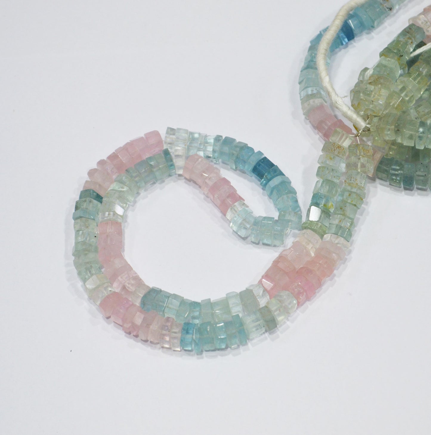 Natural Multi Aquamarine Faceted Bolts Shape Beads , Sold By Strand , 8 - 9 mm , 18 - 19 Inches , 32058
