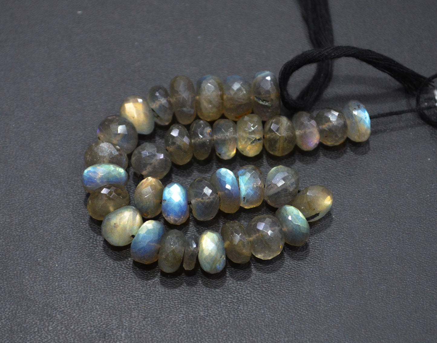 Labradorite Rondelle Shape Beads , 8 Inches , 9 - 12 mm , 32061