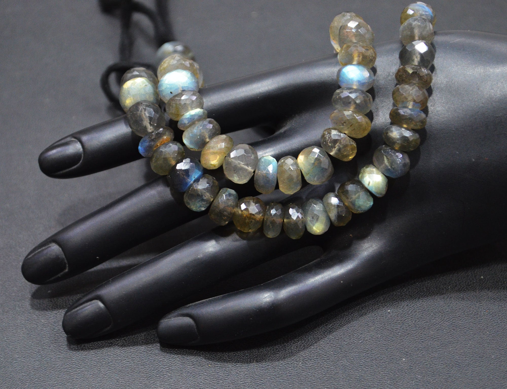 Labradorite Rondelle Shape Beads , 8 Inches , 9 - 12 mm , 32061