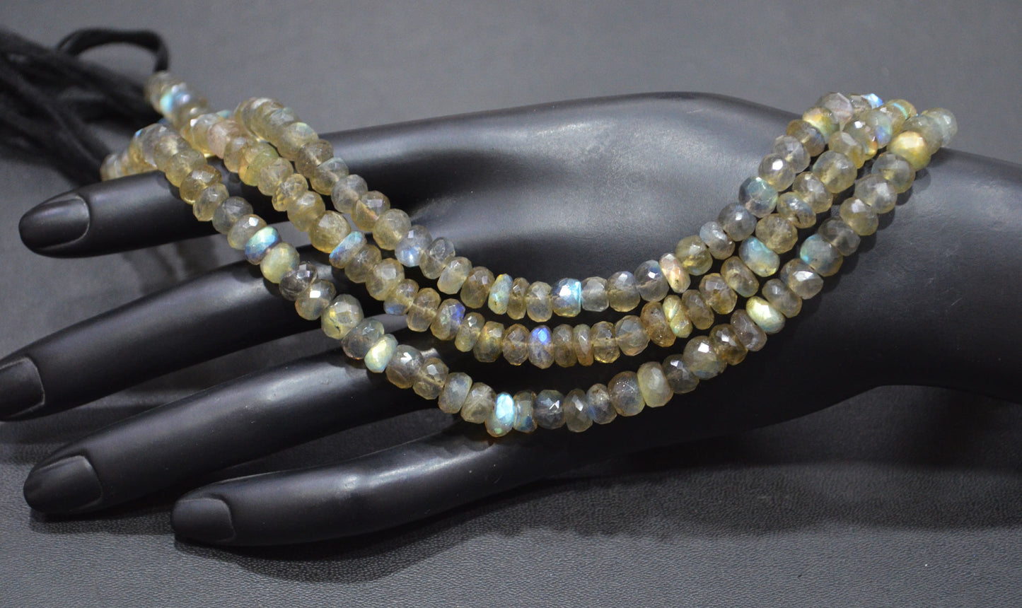 Labradorite Rondelle Shape Beads , 8 Inches , 6.50 - 7 mm , 32062