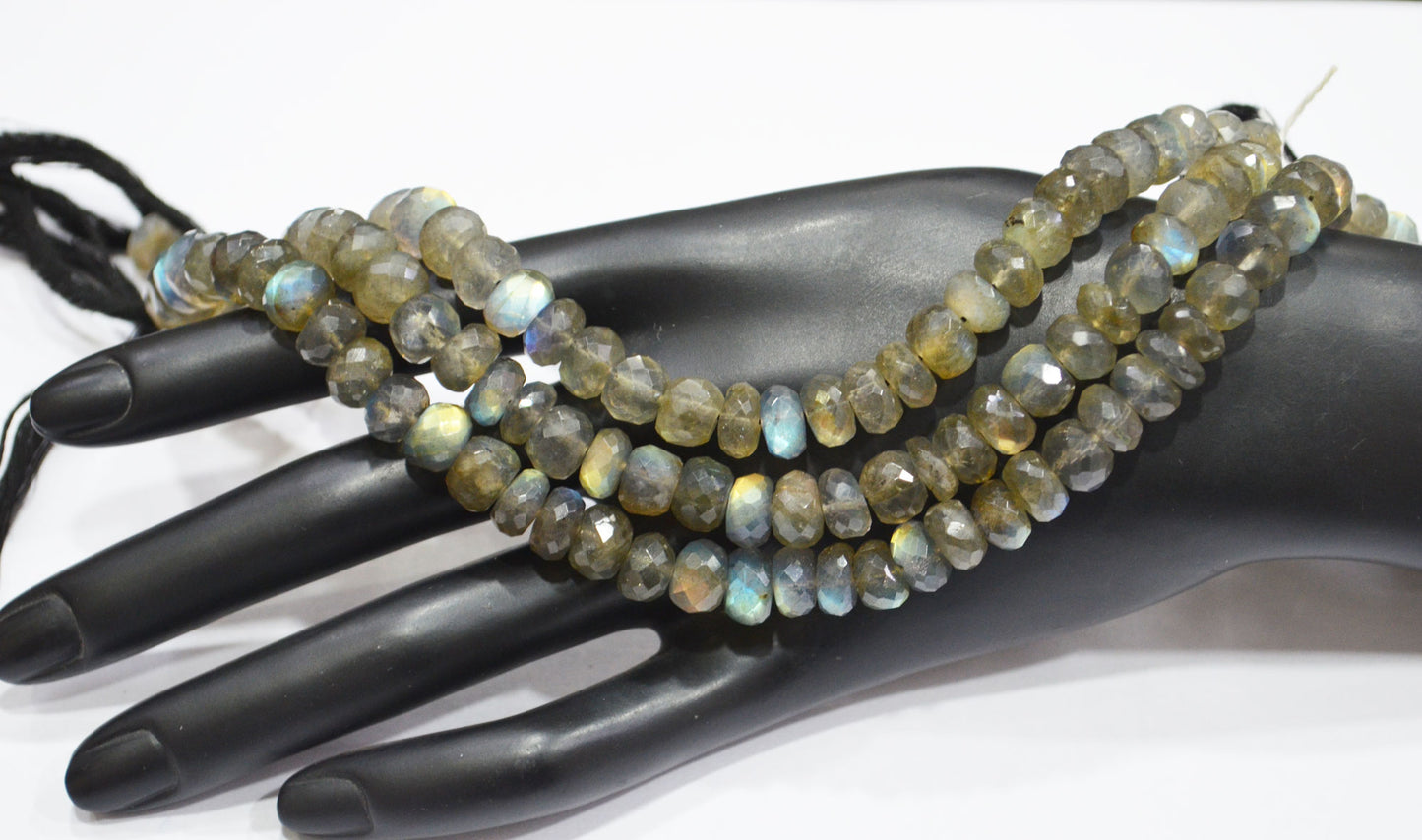Labradorite Rondelle Shape Beads , 8 Inches , 8 - 8.50 mm , 32065