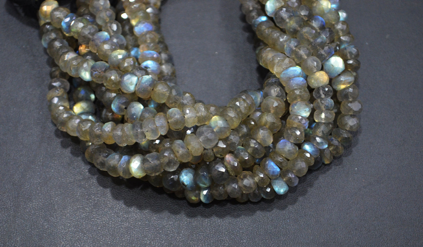 Labradorite Rondelle Shape Beads , 8 Inches , 7 - 7.50 mm , 32066